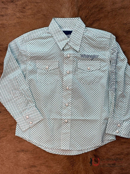 CAMISA DE MANGA LARGA BLANCA/VERDE WRANGLER PARA NIÑO - 112367718