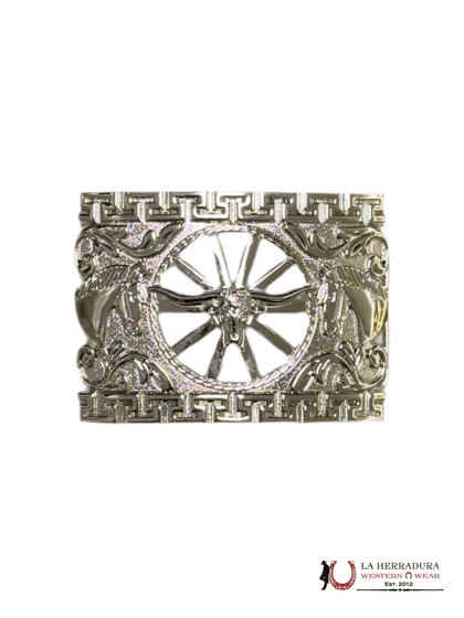 LONG HORN ALL SILVER SQUARE BUCKLE
