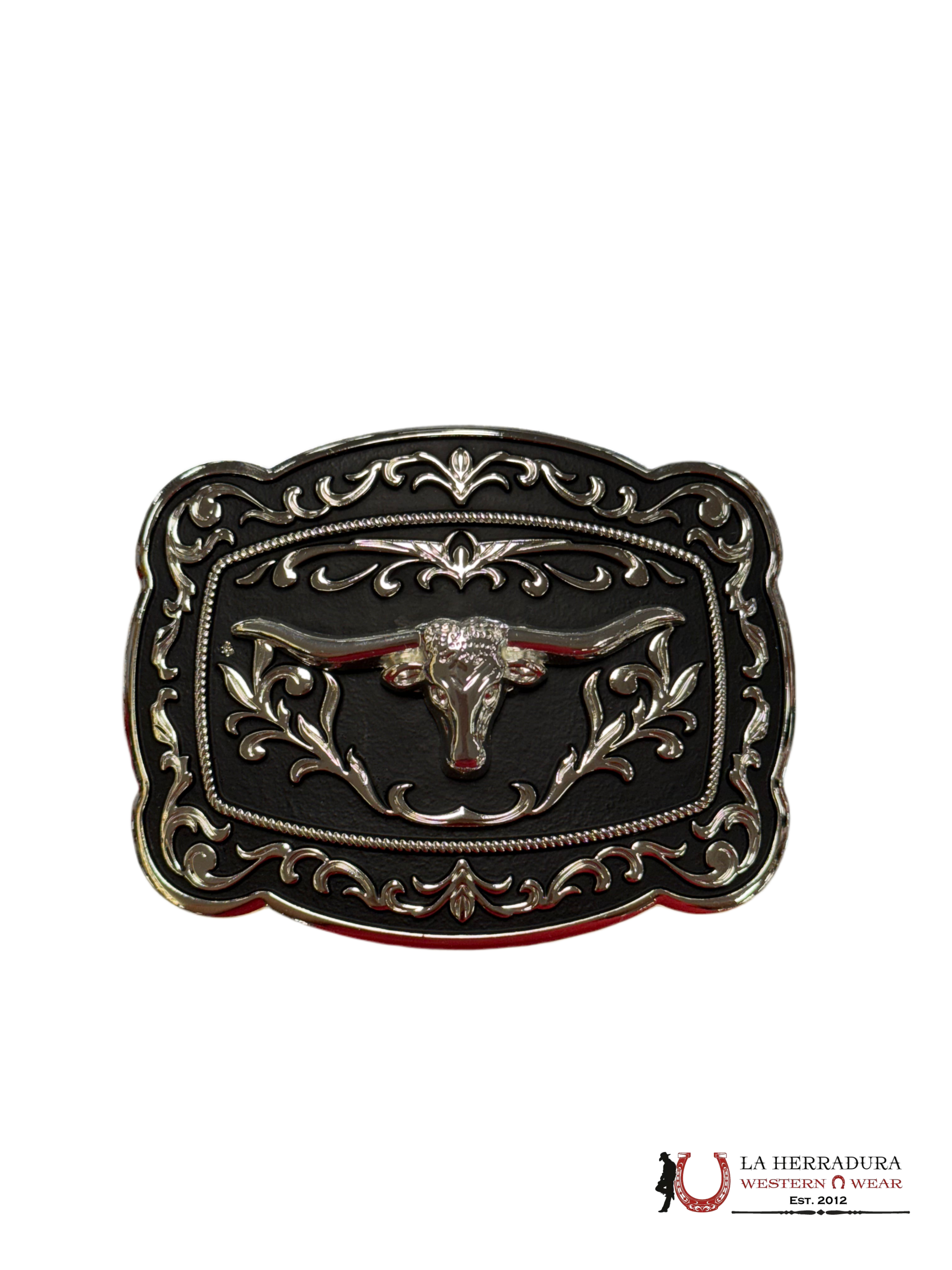 LONG HORN BLACK DETAILS SQUARE BUCKLE ACCESORIOS
