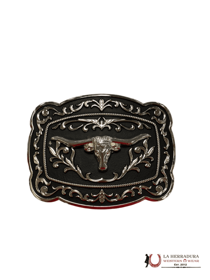 LONG HORN BLACK DETAILS SQUARE BUCKLE
