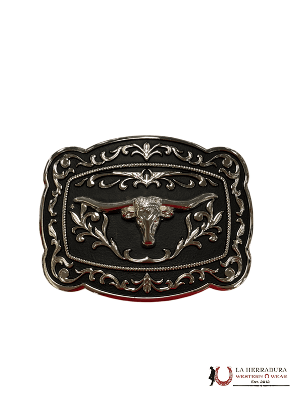 LONG HORN BLACK DETAILS SQUARE BUCKLE