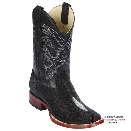 BOTAS VAQUERAS CON PUNTA CUADRADA ANCHA Y PIEDRA ÚNICA BLACK STINGRAY DE LOS ALTOS-8221205