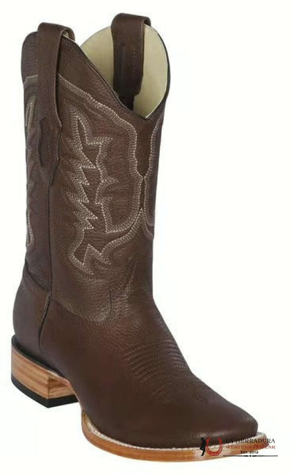 Botas Cowboy Los Altos Marrón Genuino Grisly Punta Redonda Ancha 8272707