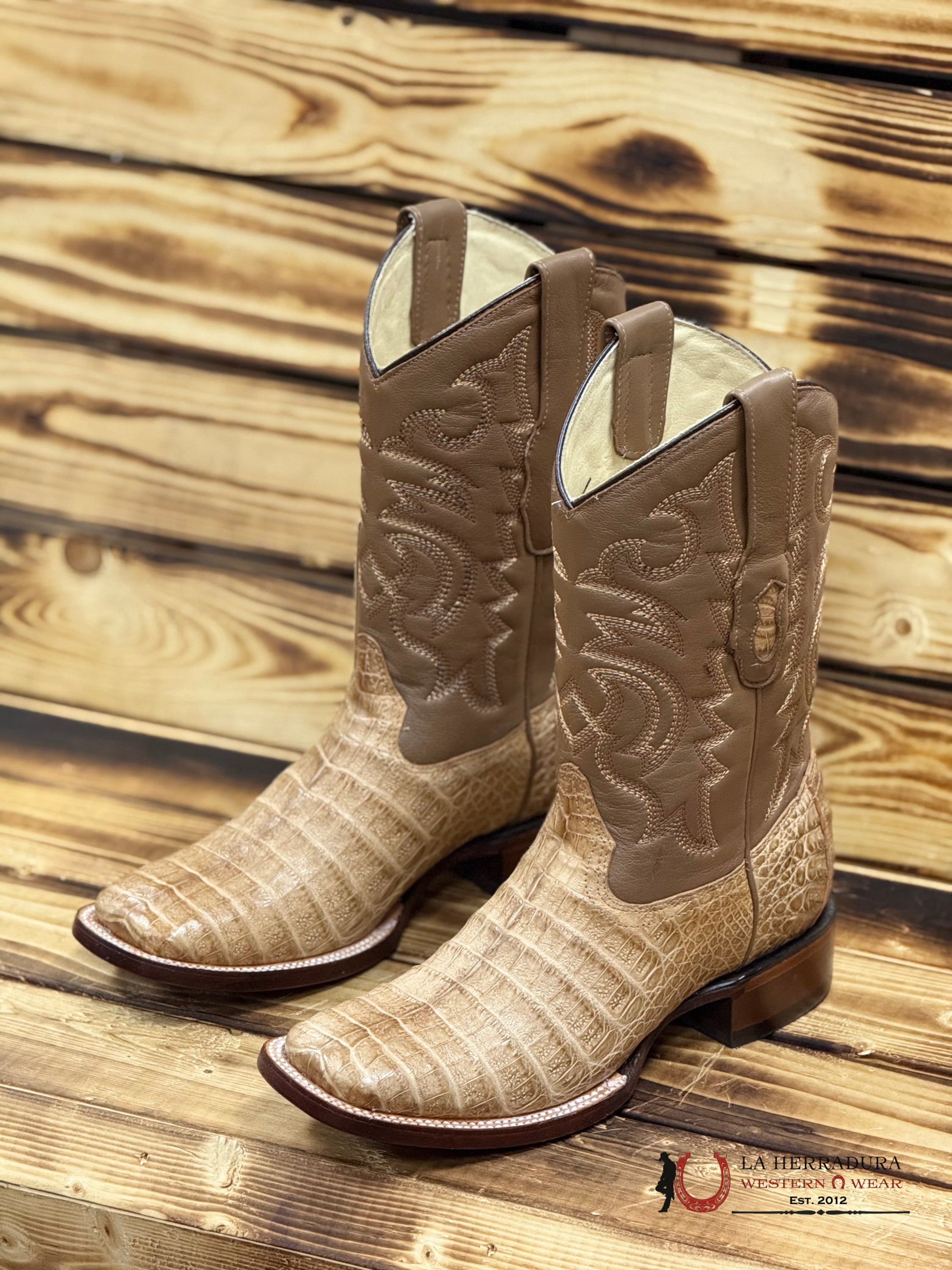 LOS ALTOS BOOTS SQUARE TOE CAIMAN HONEY BOTAS HOMBRES