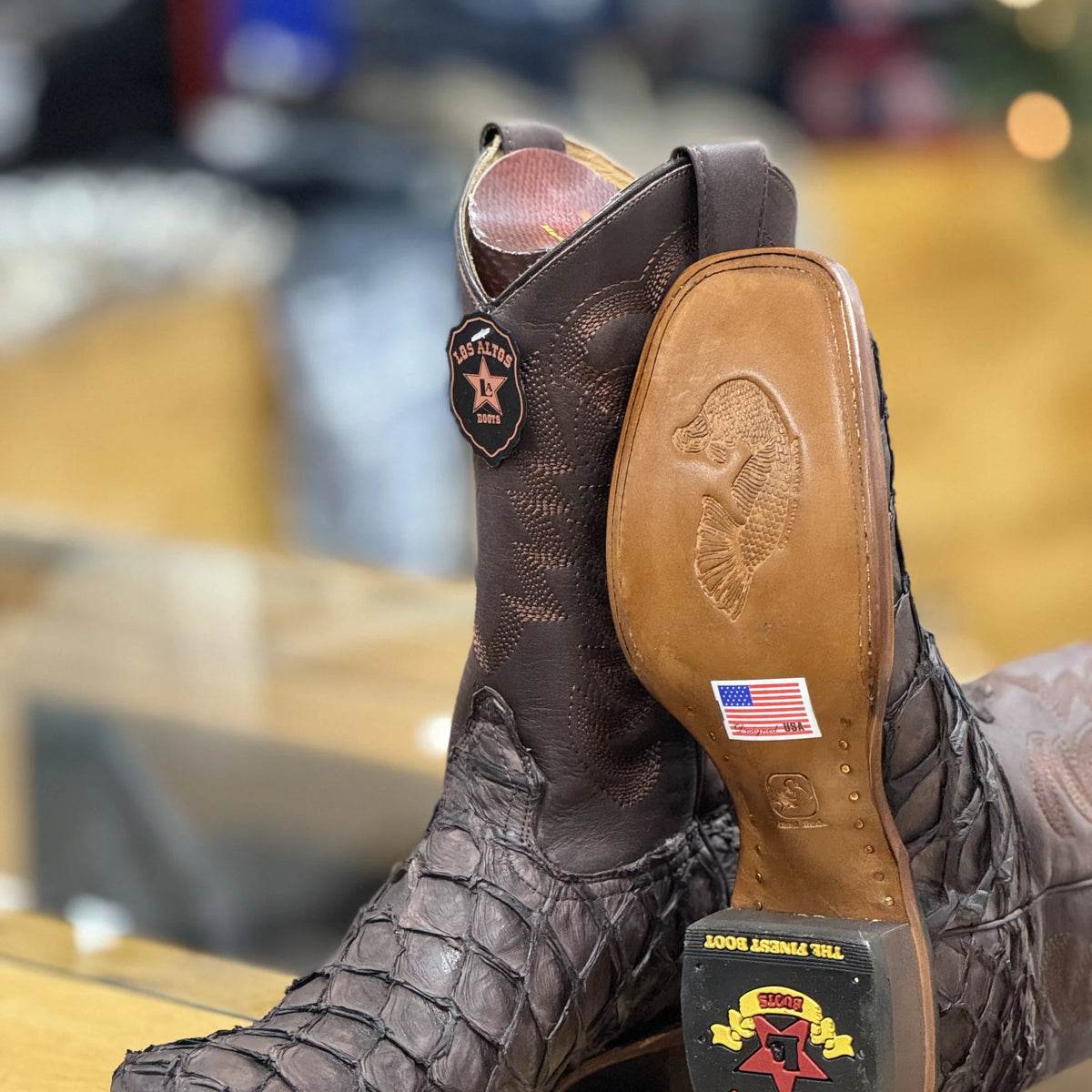 LOS ALTOS EXOTIC FISH BOOTS INVERTED PIRARUCU TABASCO TOE -8221059