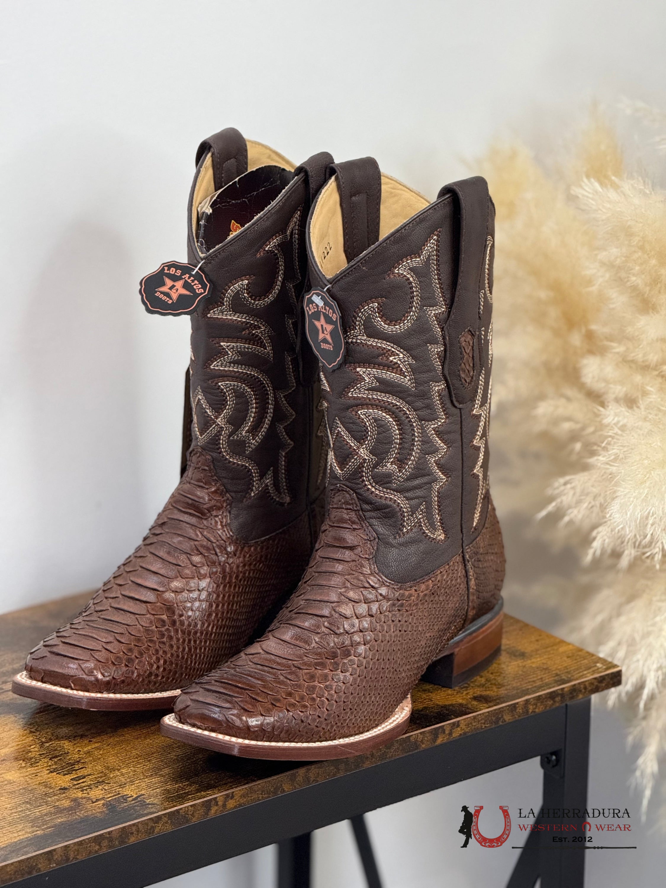 LOS ALTOS EXOTIC PYTHON PORTO BROWN SQ. TOE -8225766 BOTAS HOMBRES