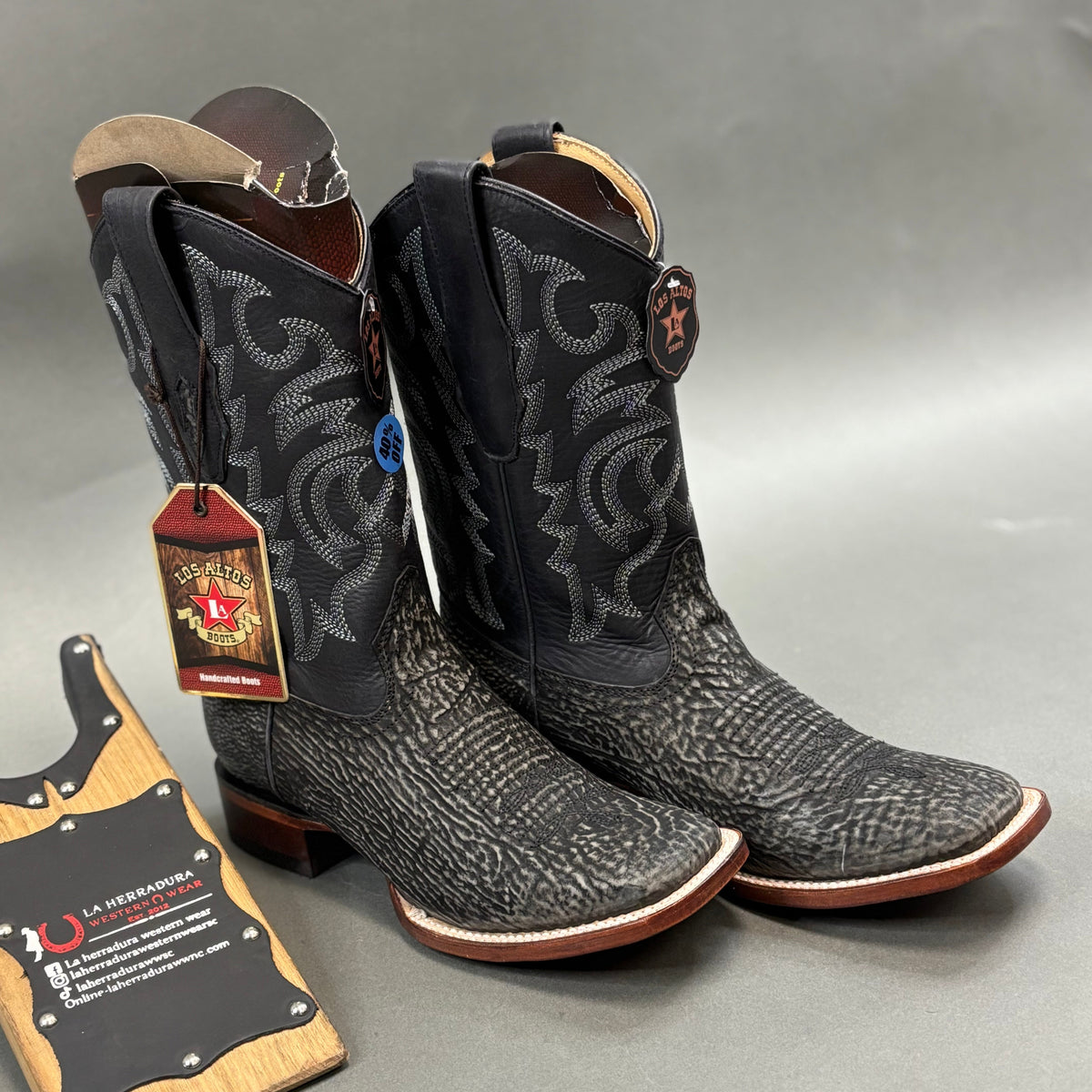 LOS ALTOS GENUINE SHARK SKIN BOOTS BLACK