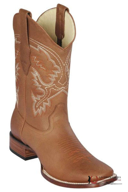 Botas Cowboy de Piel Genuina de Oso Pardo de Punta Cuadrada Ancha Los Altos Honey 8222751