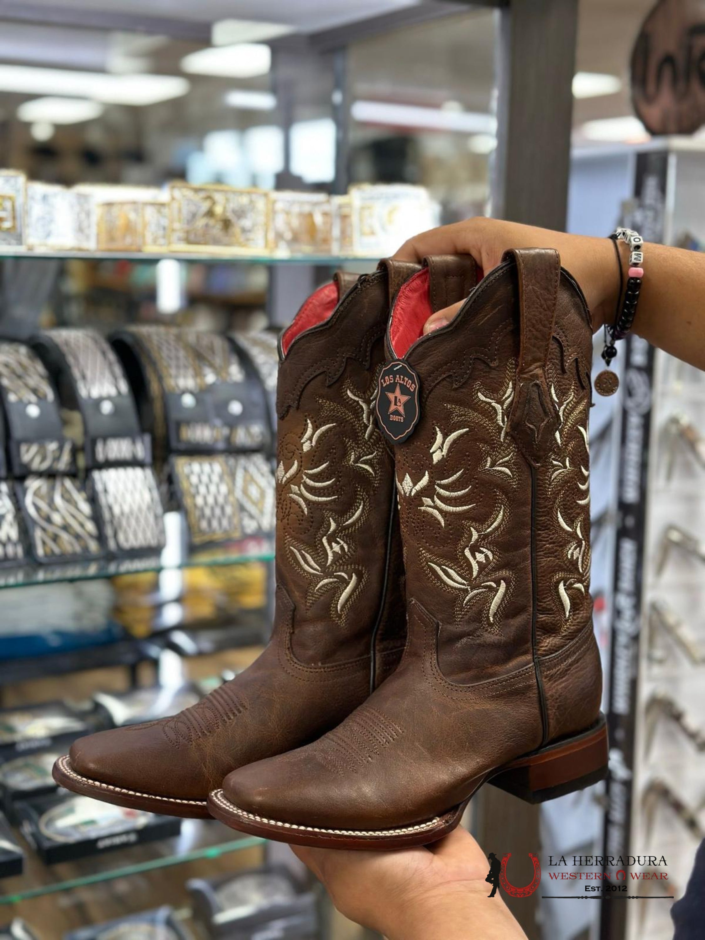 Los Altos Rage Walnut Wide Square Toe Botas Mujeres