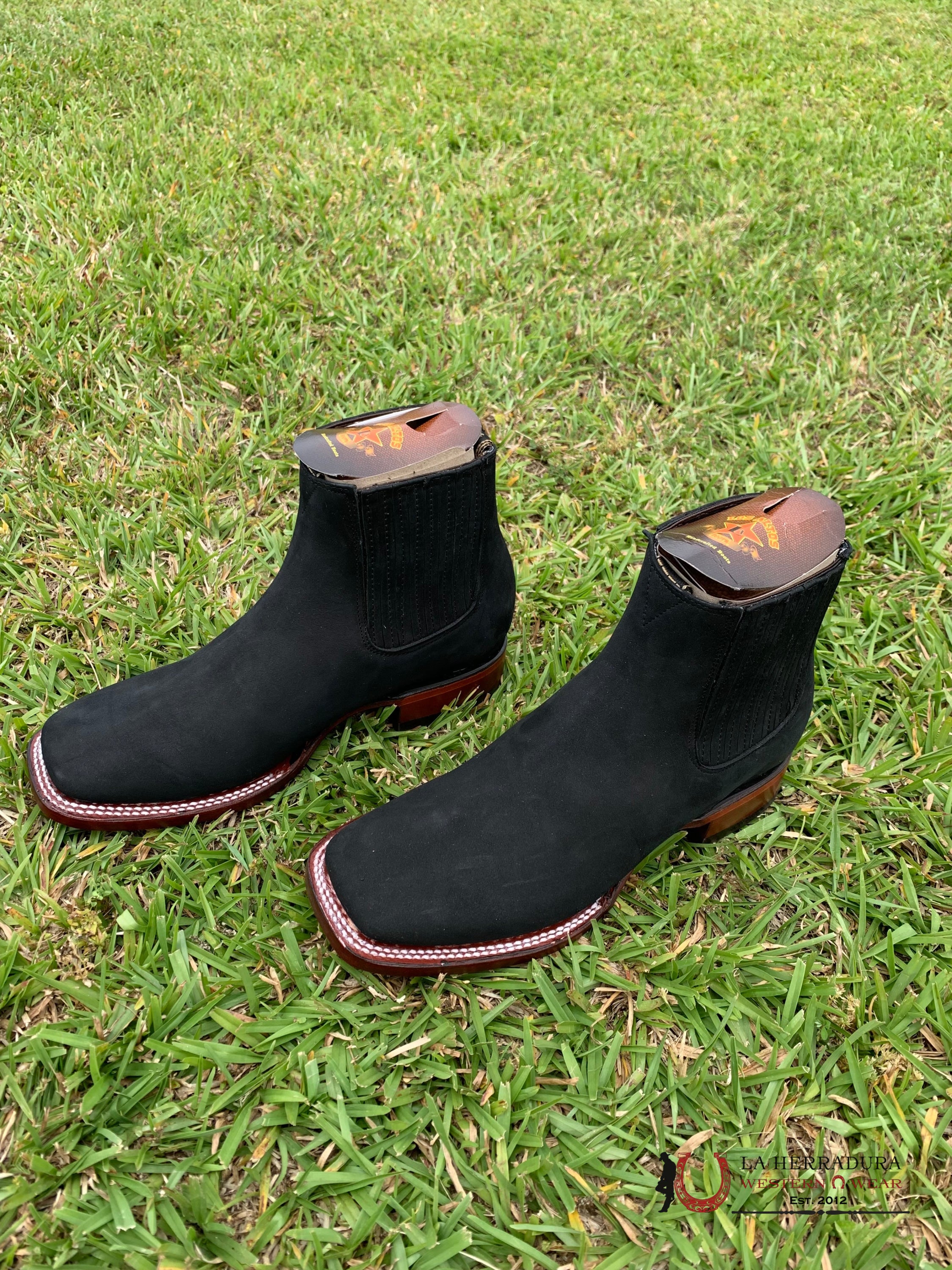 Los Altos Botin Square Toe Nobuck Black Botas Hombres