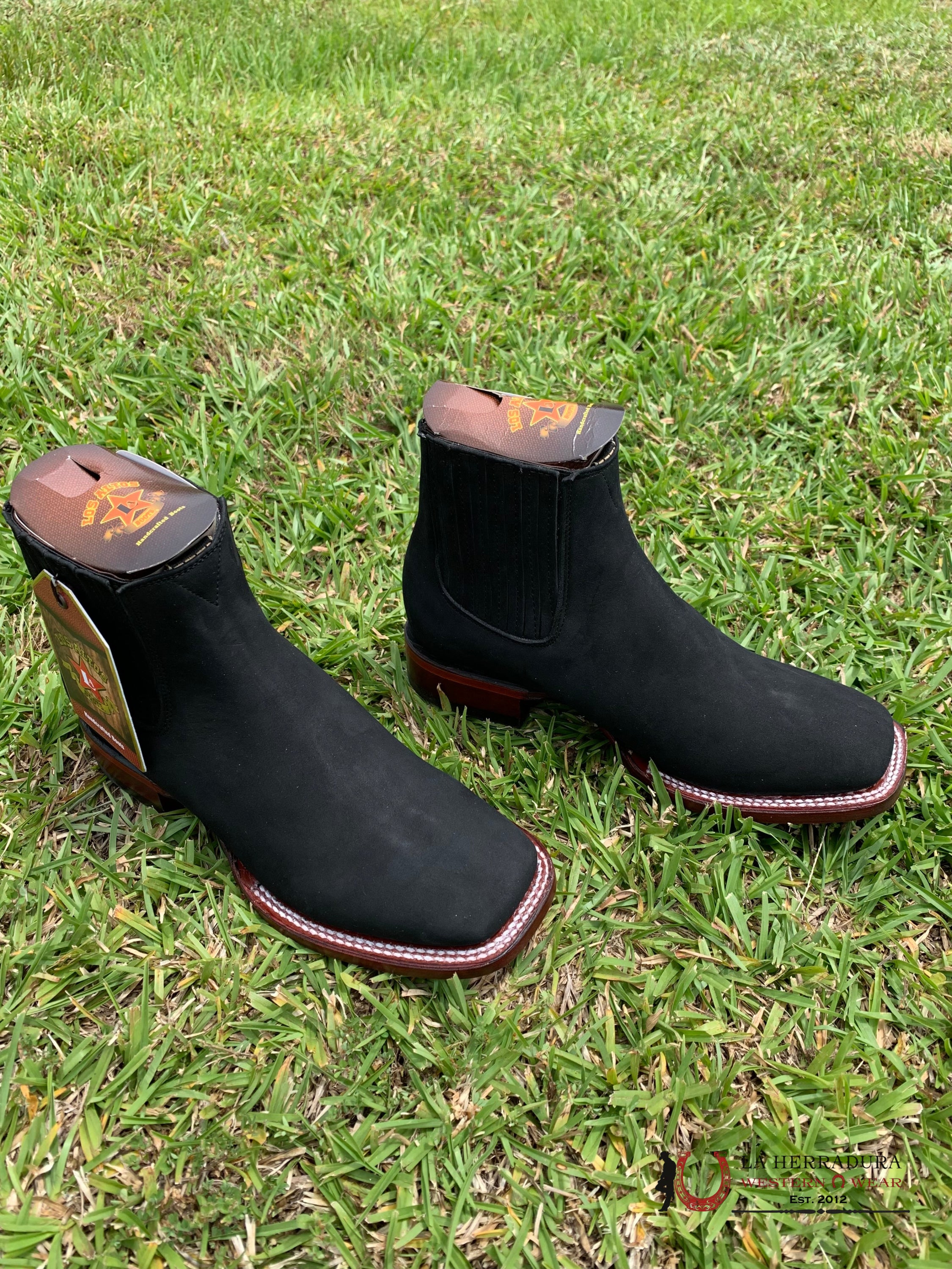 Los Altos Botin Square Toe Nobuck Black Botas Hombres