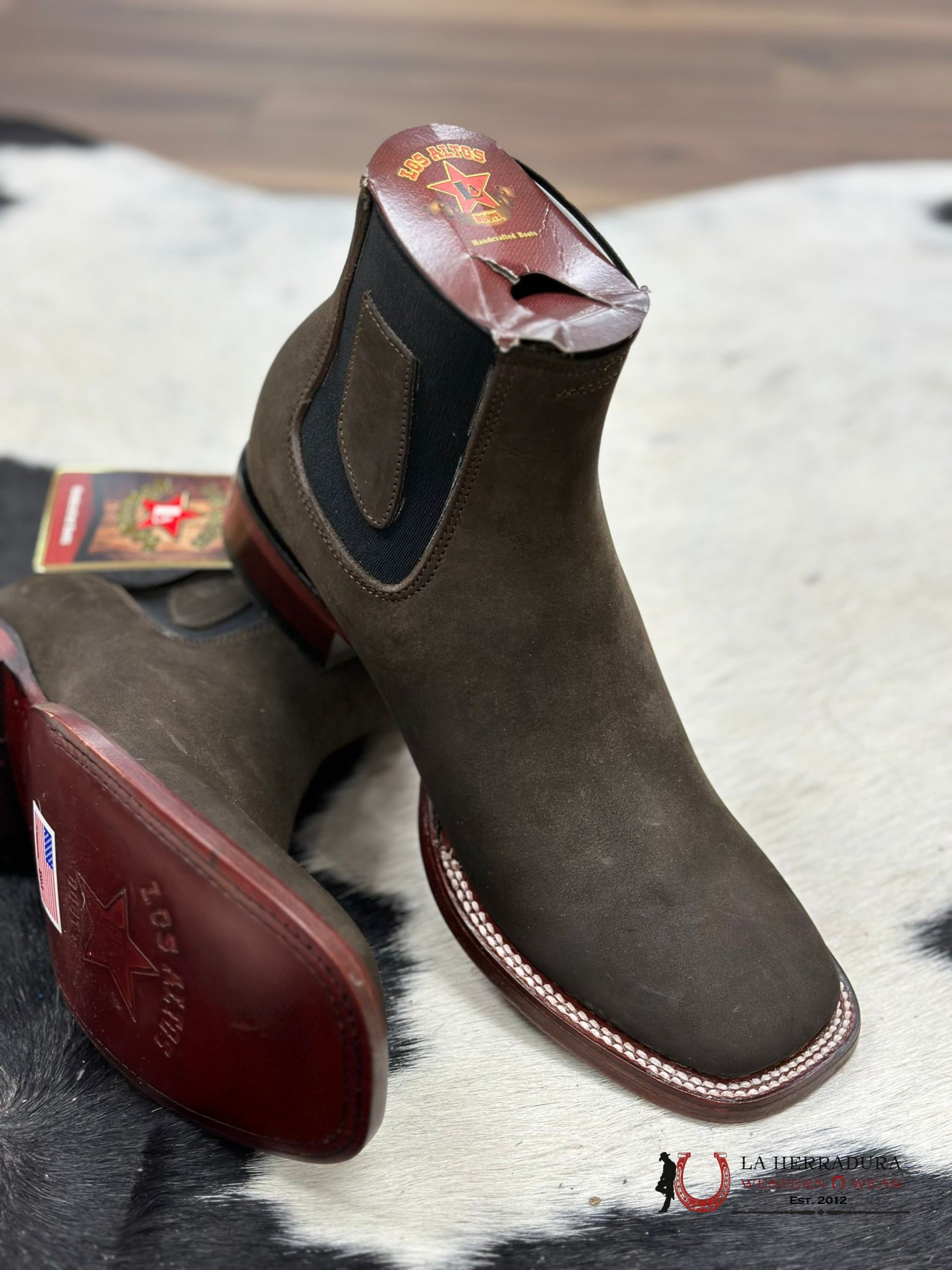 Los Altos Men’s Square Toe Botines Dark Tobacco Botas Hombres