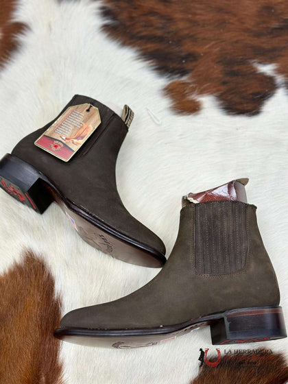 LOS ALTOS SHORT BOOT OVAL TOE NOBUCK DARK TOBACCO -50B6359