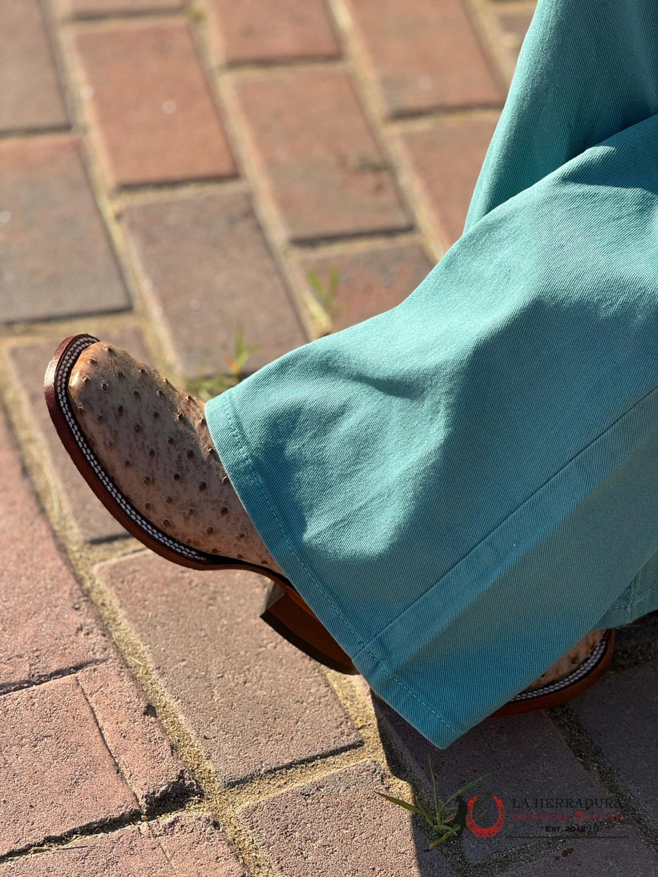 Los Altos Women’s Ostrich Mocha Wide Square Toe Botas Mujeres