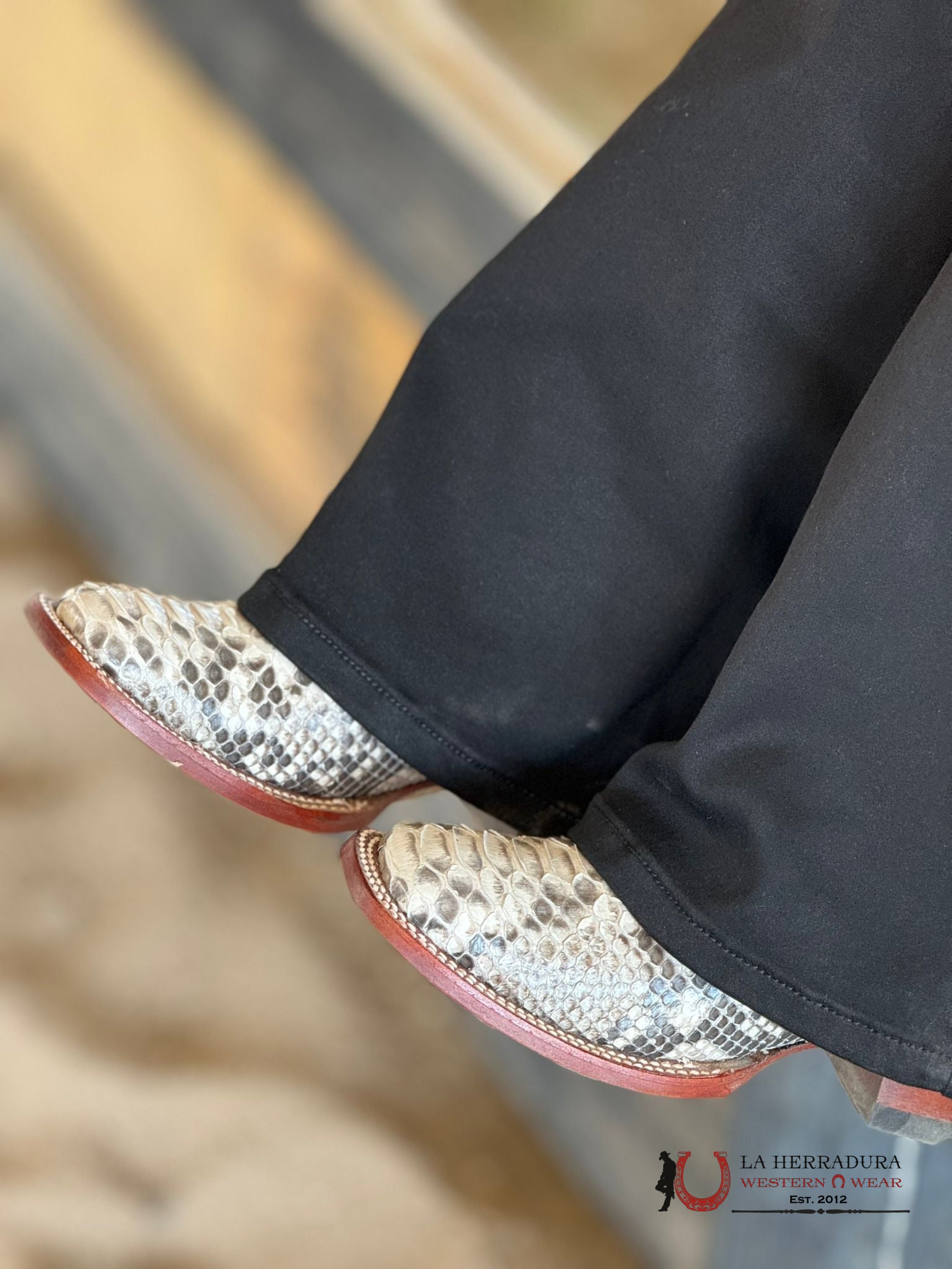 Los Altos Womens Wide Square Toe Python Natural Botas Mujeres