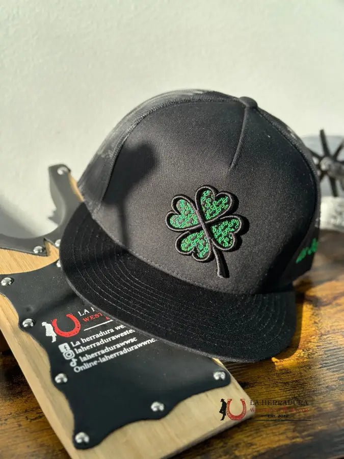 Los Jefes 4 Leaf Clover Black Cap Caps Mens Gorras Hombres