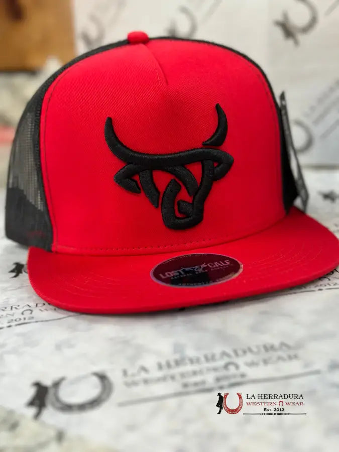 Lost Calf Black Logo Red Cap Caps Mens Gorras Hombres