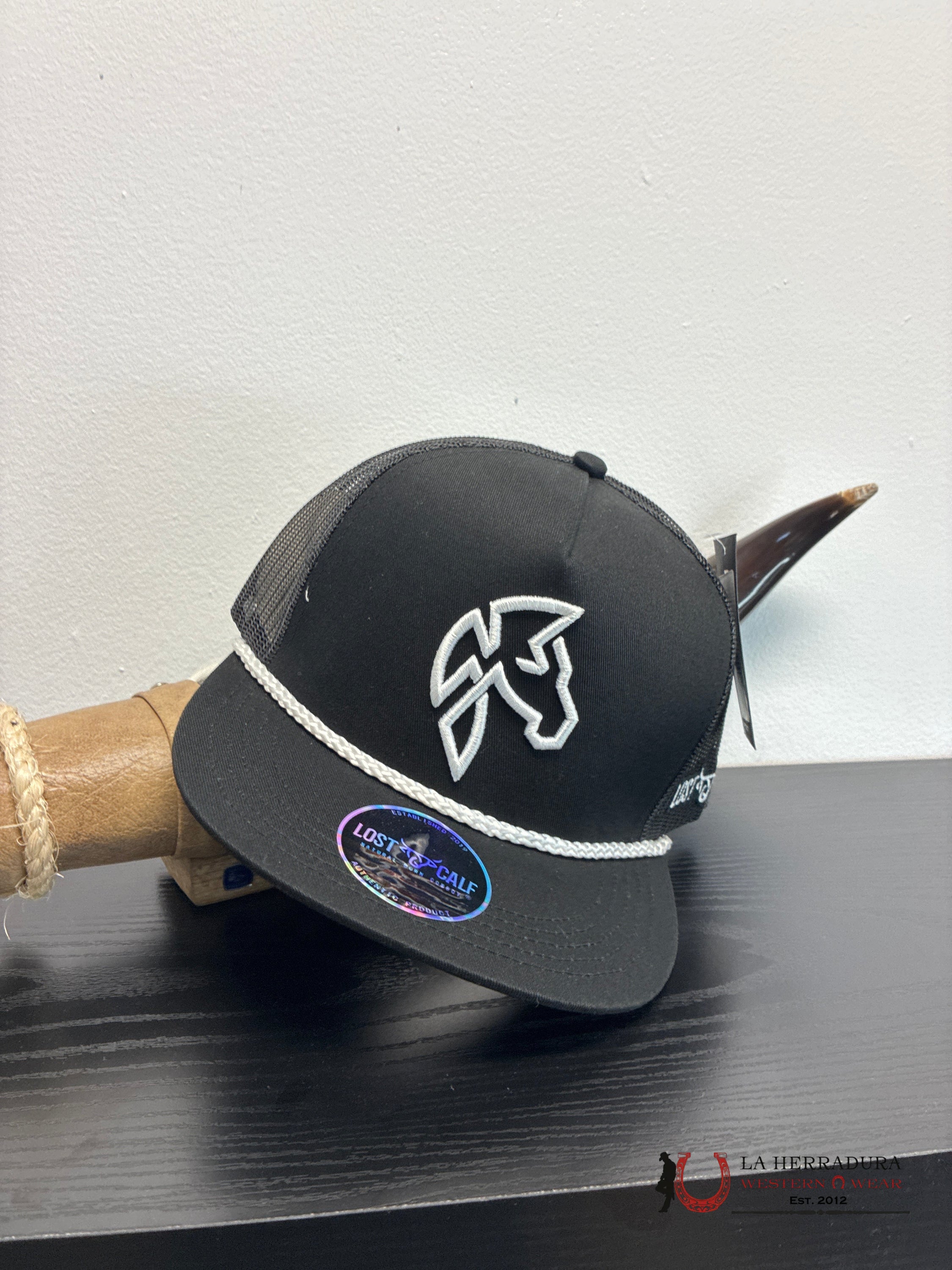 LOST CALF BLACK Style 6.3 WHITE BAND CAPS MENS GORRAS HOMBRES