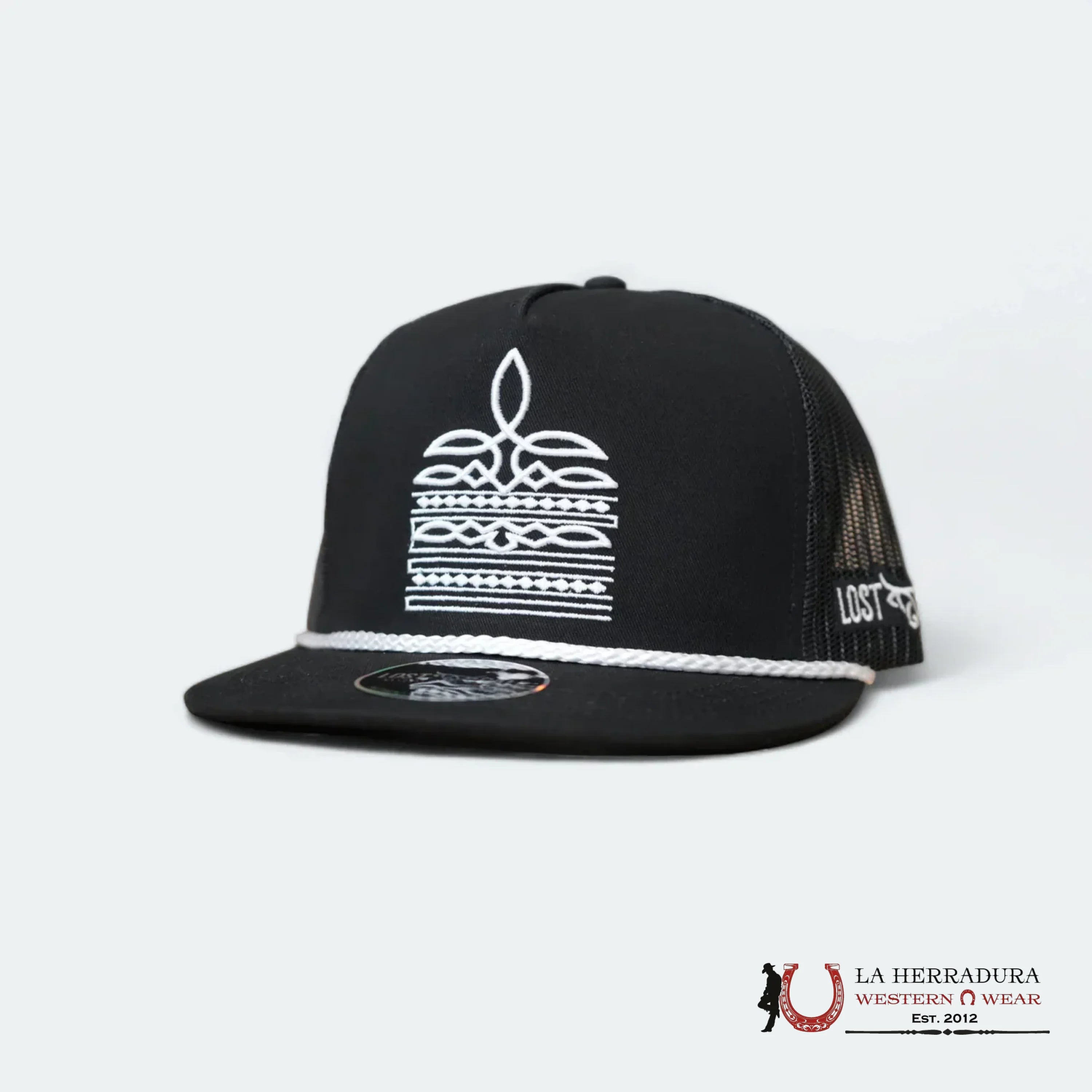 LOST CALF BLACK Style 6.6 WHITE BAND CAPS MENS GORRAS HOMBRES