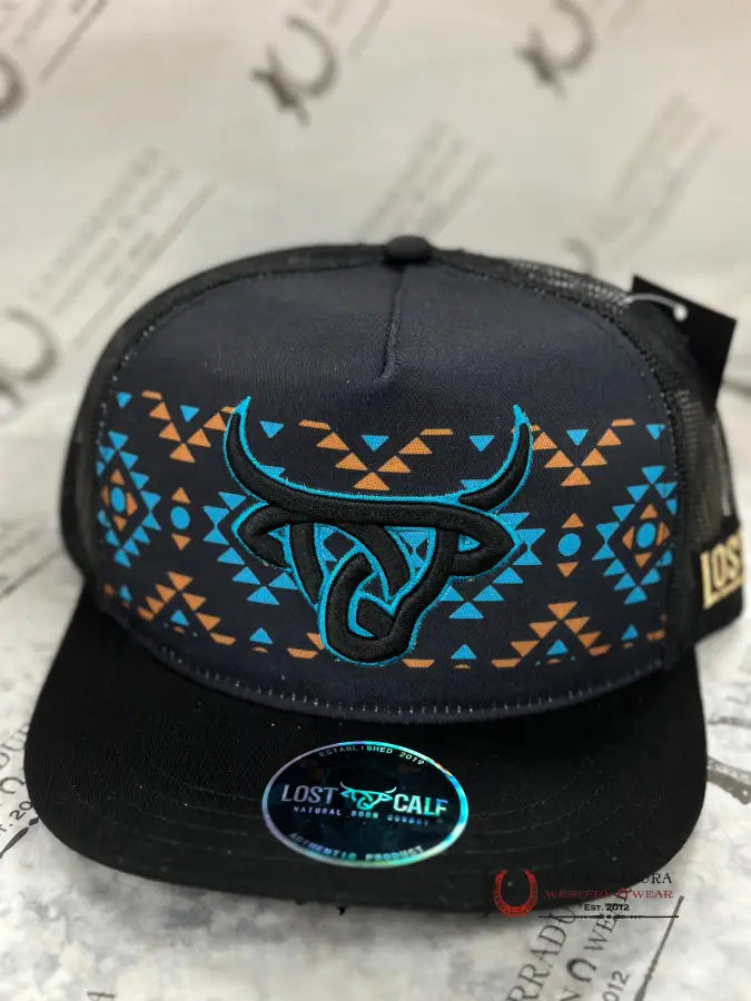 Lost Calf Blue Aztec Black Cap Caps Mens Gorras Hombres