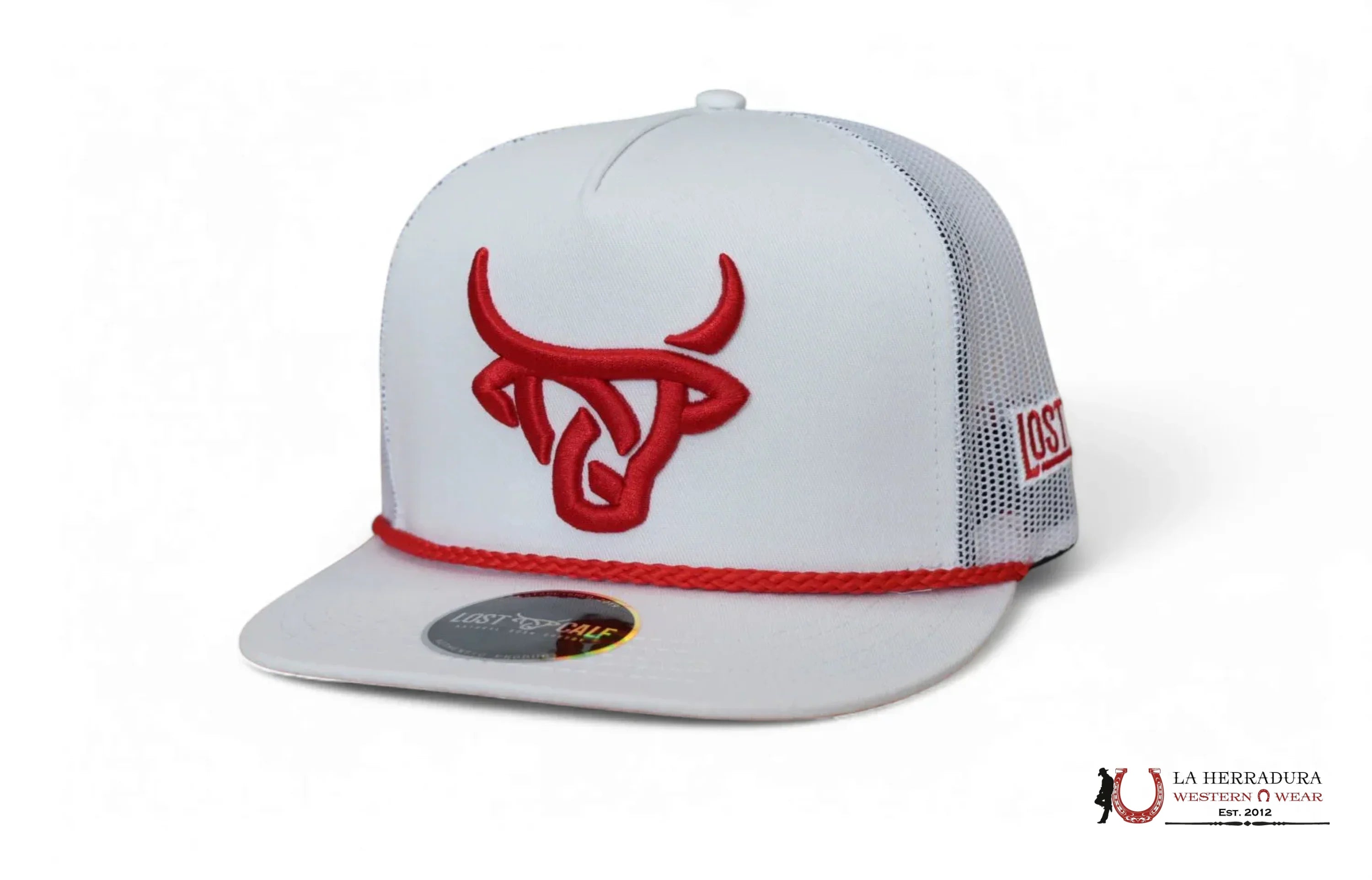 LOST CALF WHITE Style 1.9 RED BAND CAPS MENS GORRAS HOMBRES