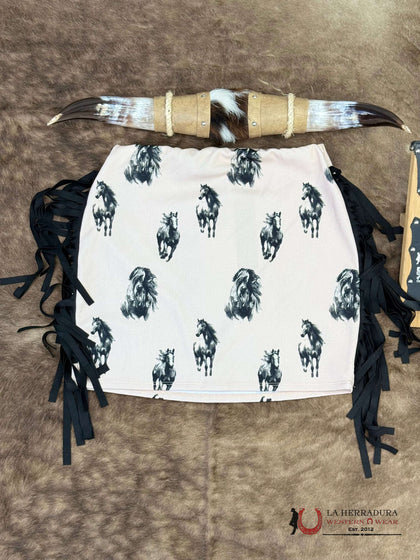 Falda con estampado de caballo y flecos Lucky And Bleesed Brown