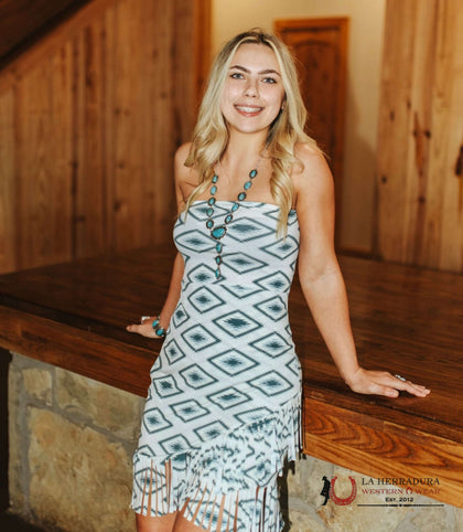 Lucky and Blessed  Aztec Print With Multi Color And French Dress