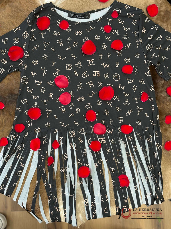 Lucky and Blessed Black With Western Print With French Shirt