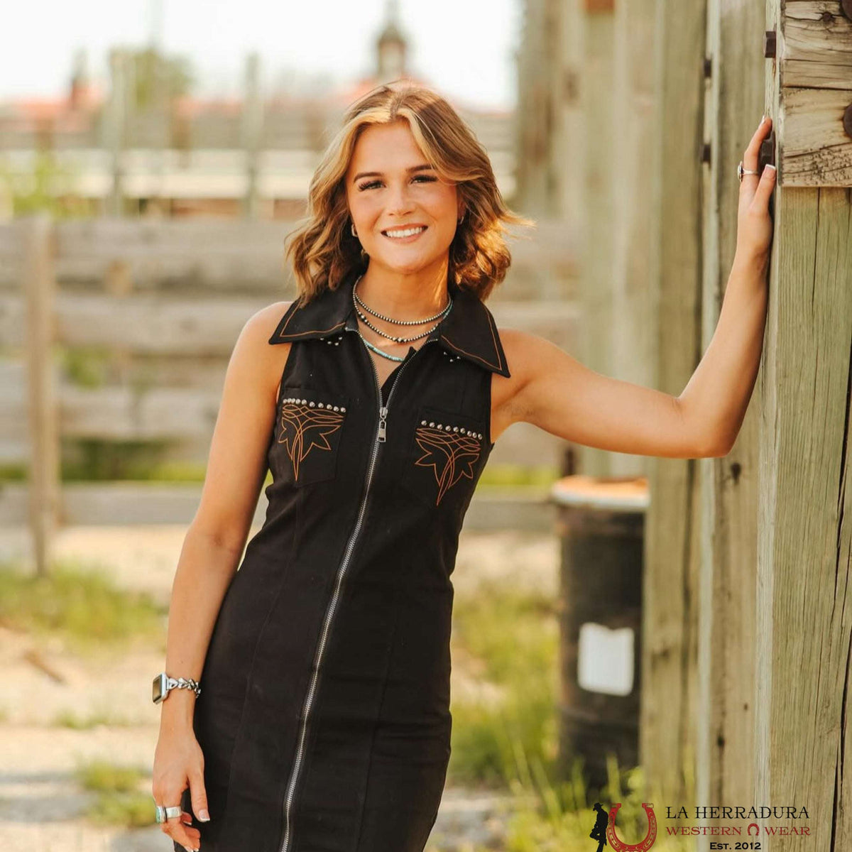 Lucky And Blessed Black Zip up Dress DR390 Lucky And Blessed Black Zip up Dress DR390