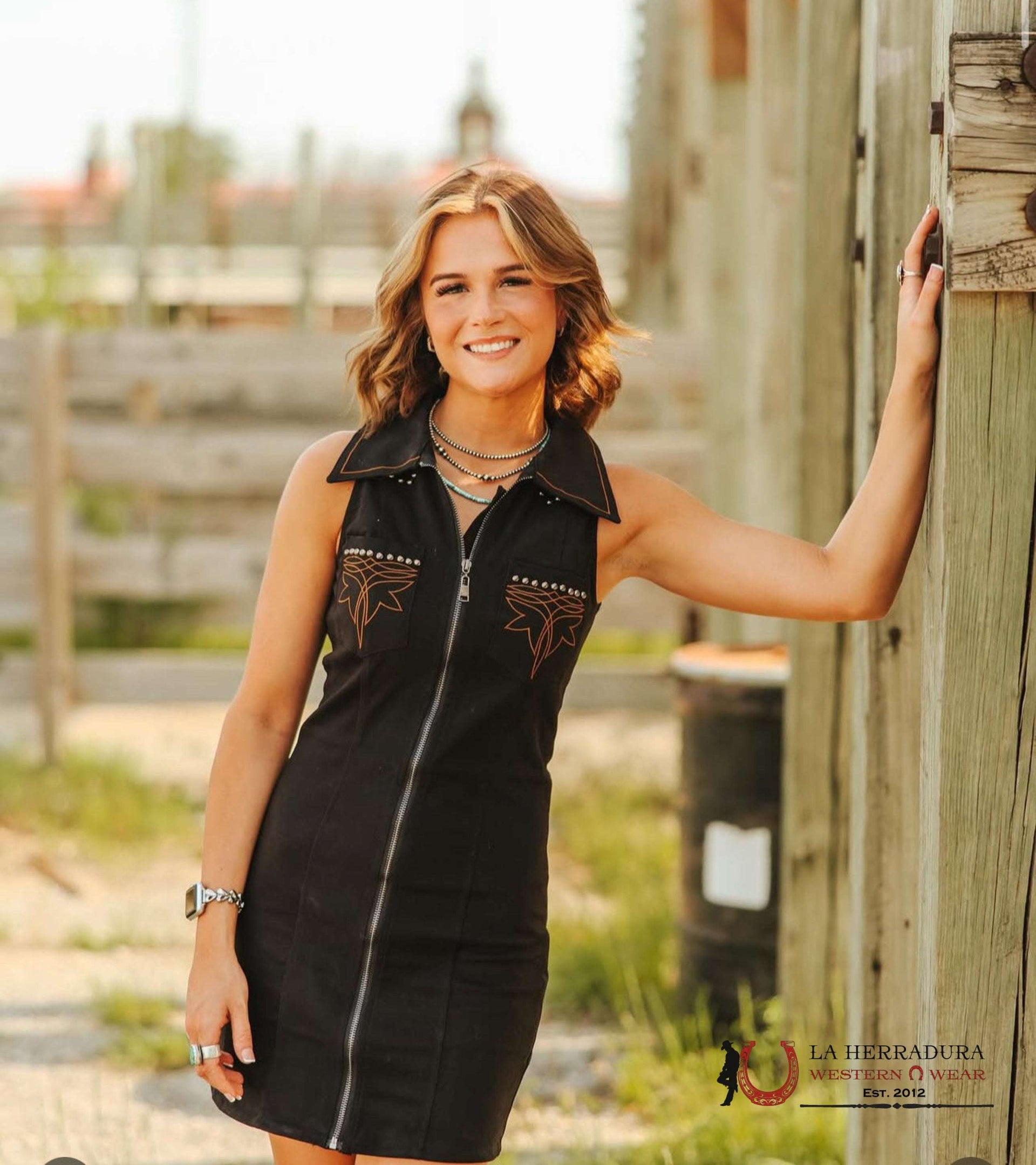 Lucky And Blessed Black Zip up Dress DR390