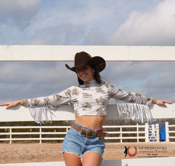 Lucky and Blessed Olive Green Long sleeve With Cowboy/Feench Design Shirt