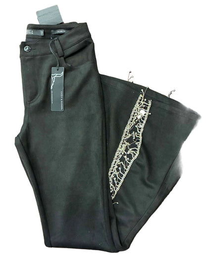 LUCKY & BLESSED BLACK CRYSTAL EMBELLISHED JEANS