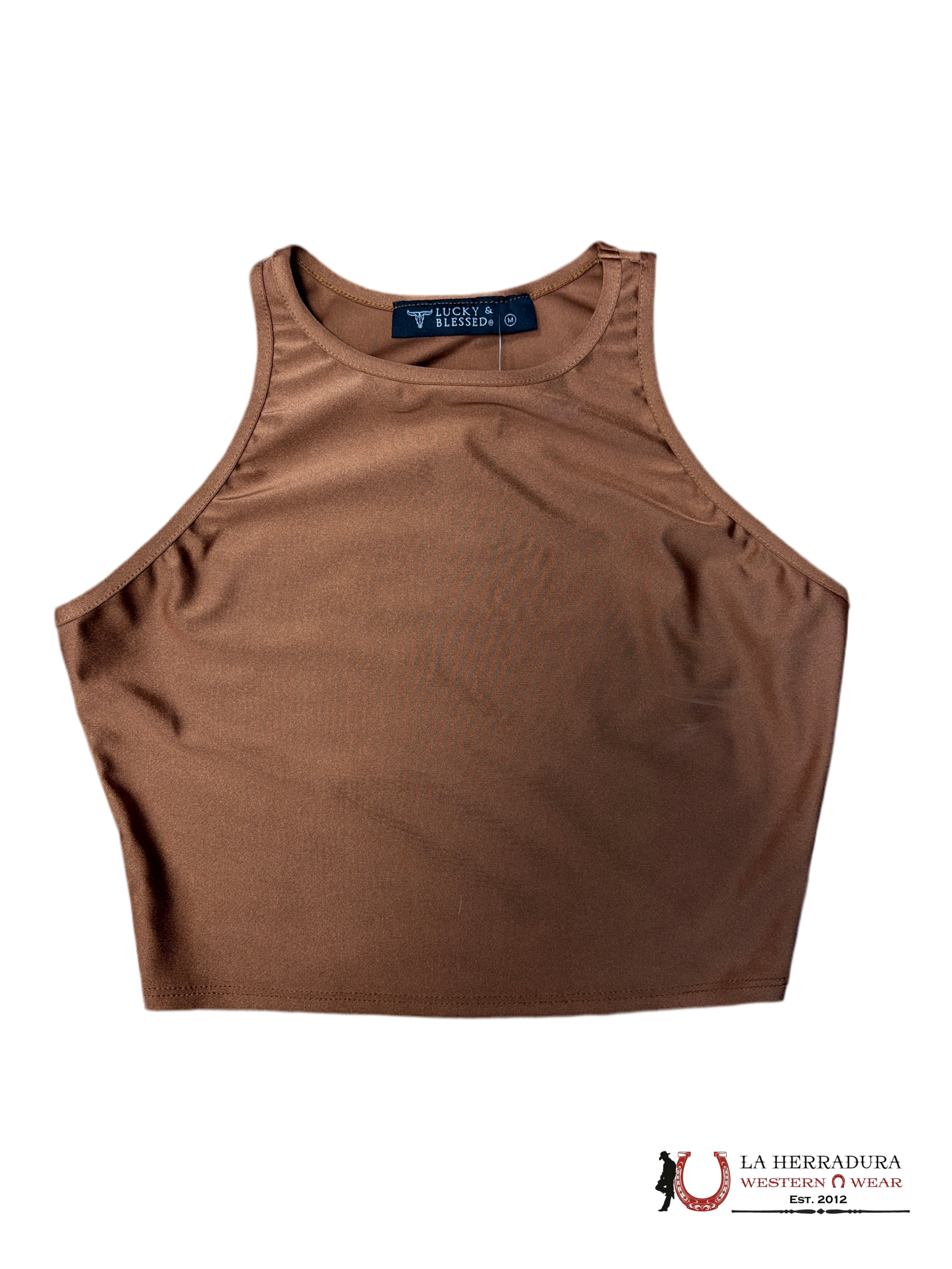 Lucky & Blessed Brown Crop Top ROPA MUJERES
