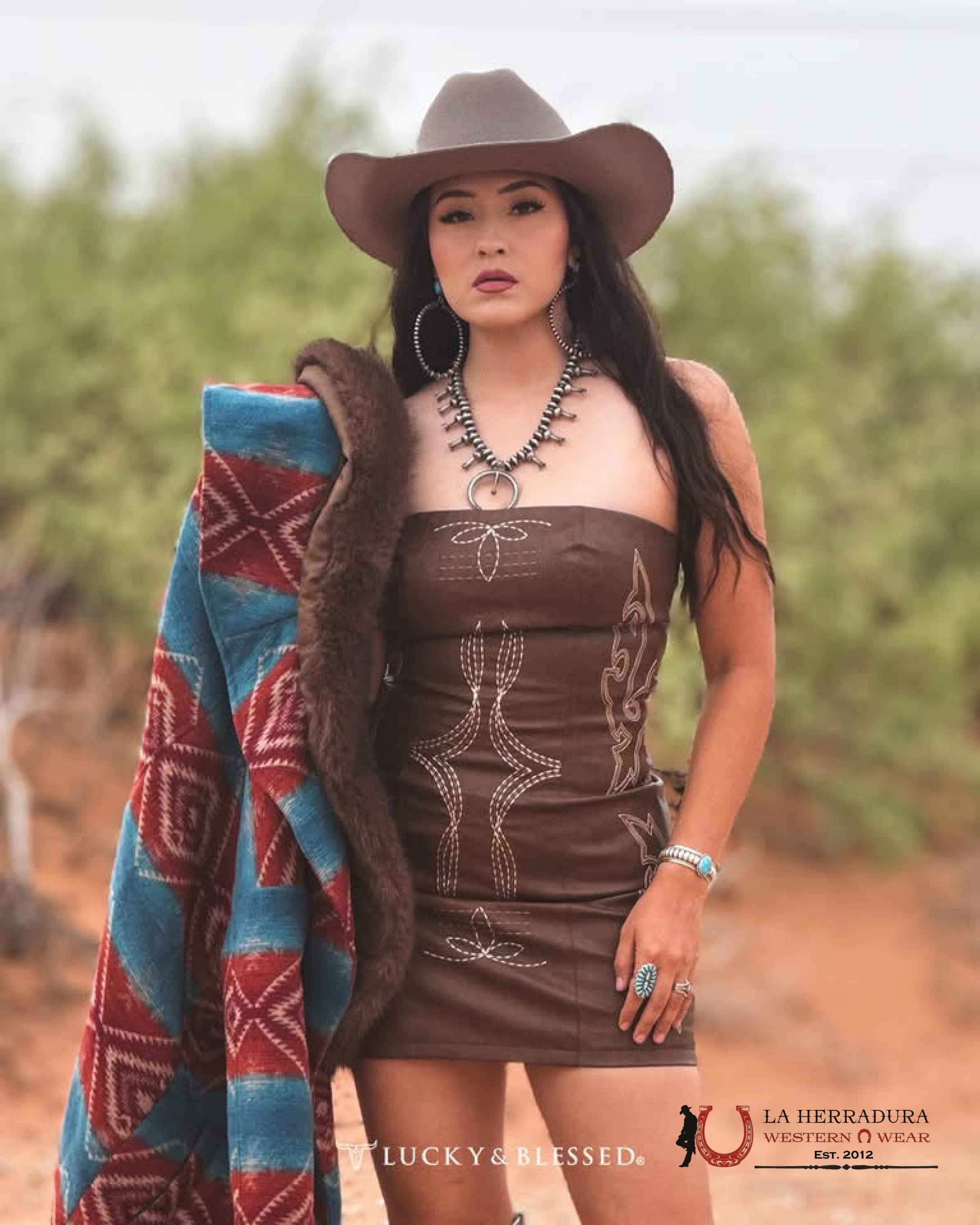 LUCKY & BLESSED BROWN MINI DRESS DR593 ROPA MUJERES