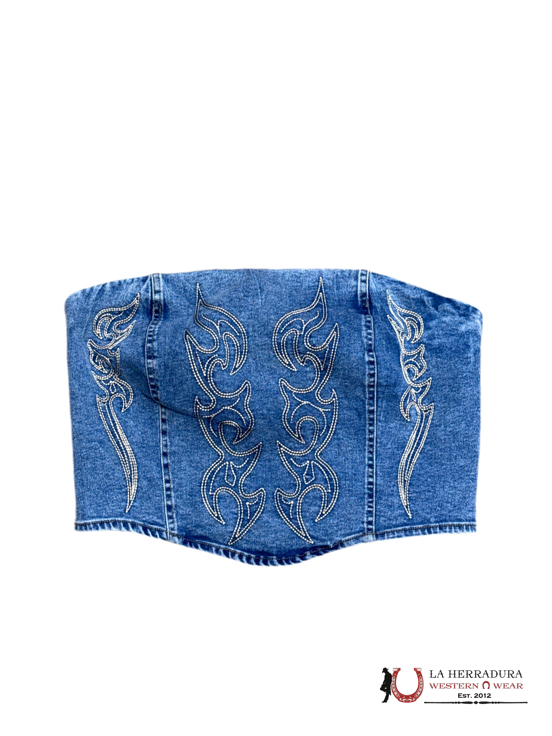 Lucky & Blessed Denim Top Western Embroidery ROPA MUJERES