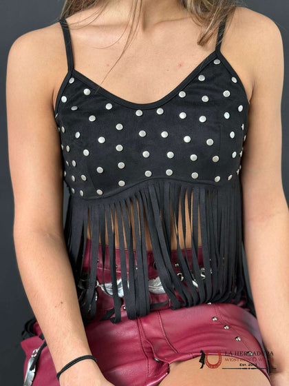 LUCKY & BLESSED NEGRO SILVER BUTTON BOTTOM FRINGE