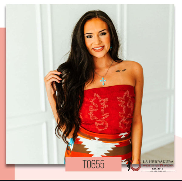 Lucky & Blessed Roja Con Brillantina Top TO655