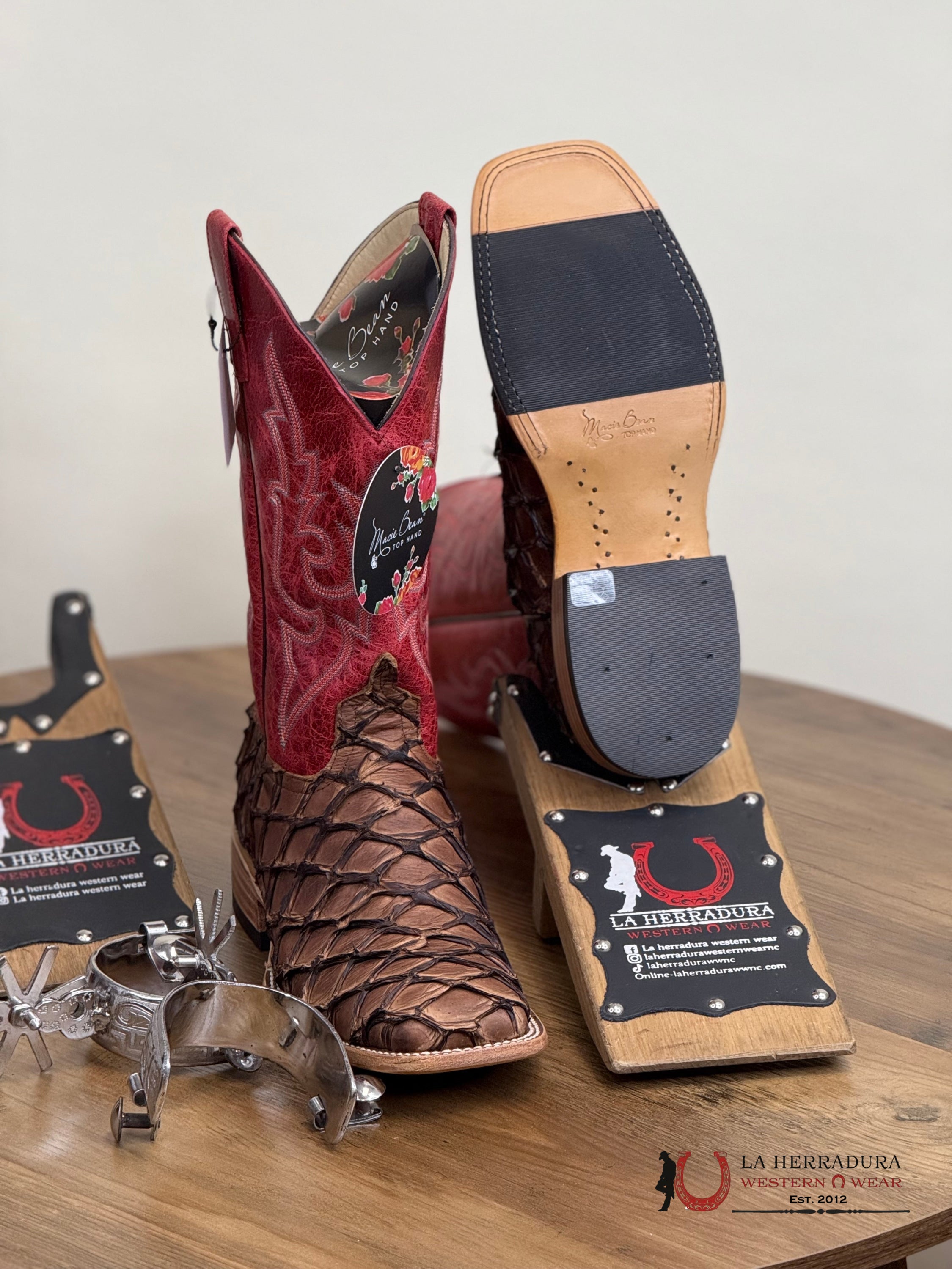 Macie Beans Cigar Matte Big Bass 12” Red Sinsation Botas Mujeres