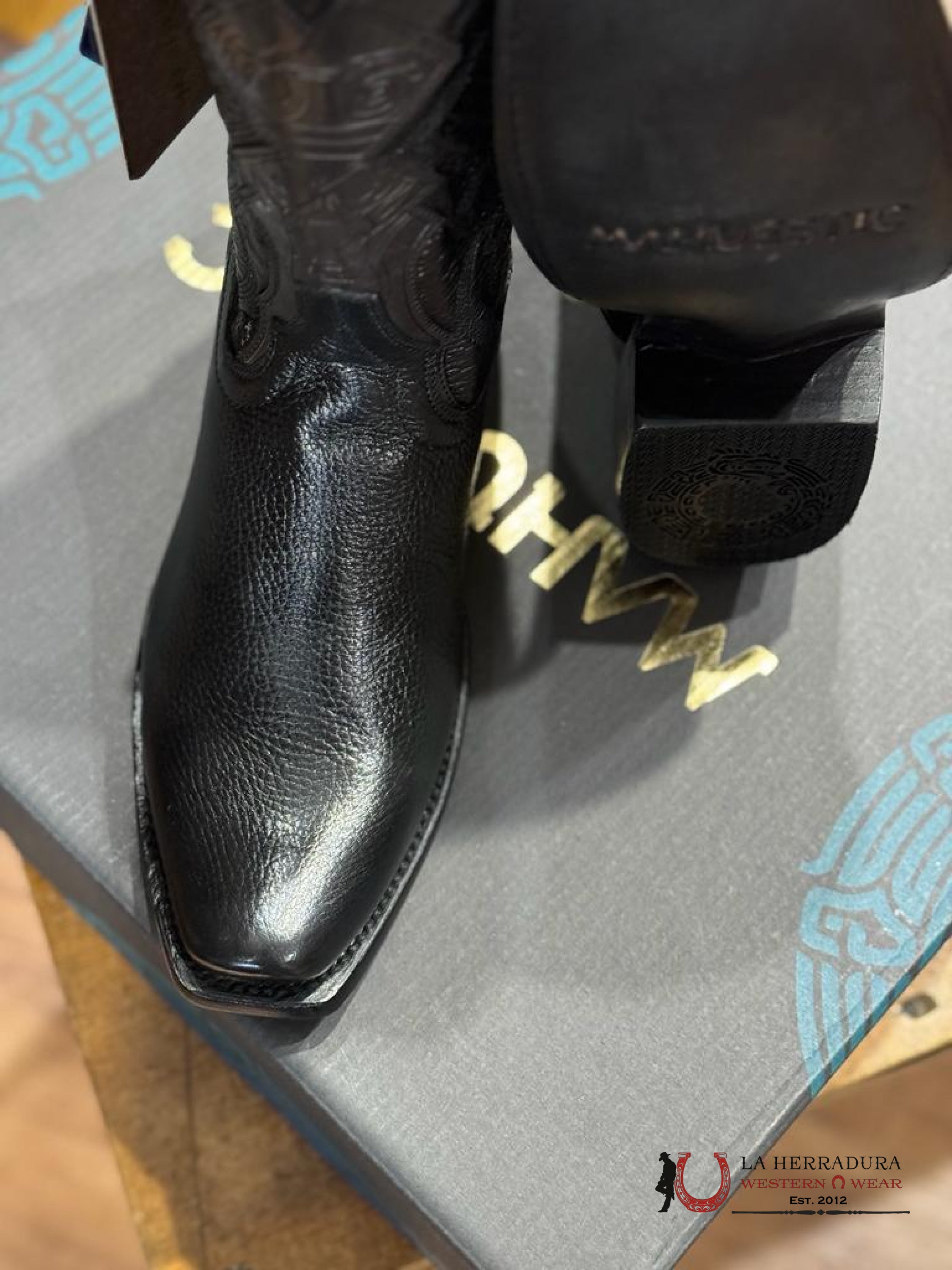 Mahuestic Deer Venado Black Semi Square Toe Na0201 Botas Hombres