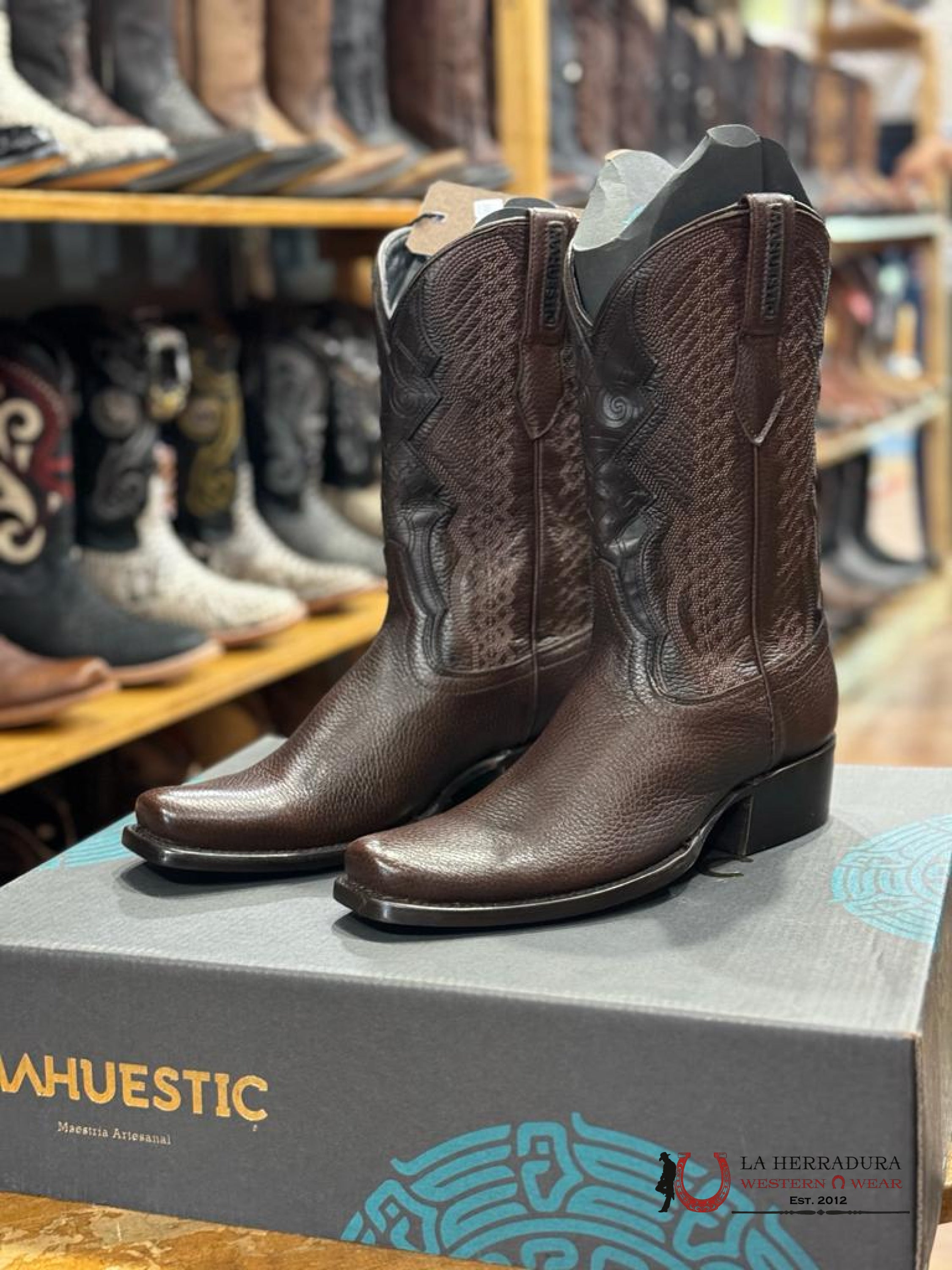 Mahuestic Deer Venado Moro Semi Square Toe Botas Hombres