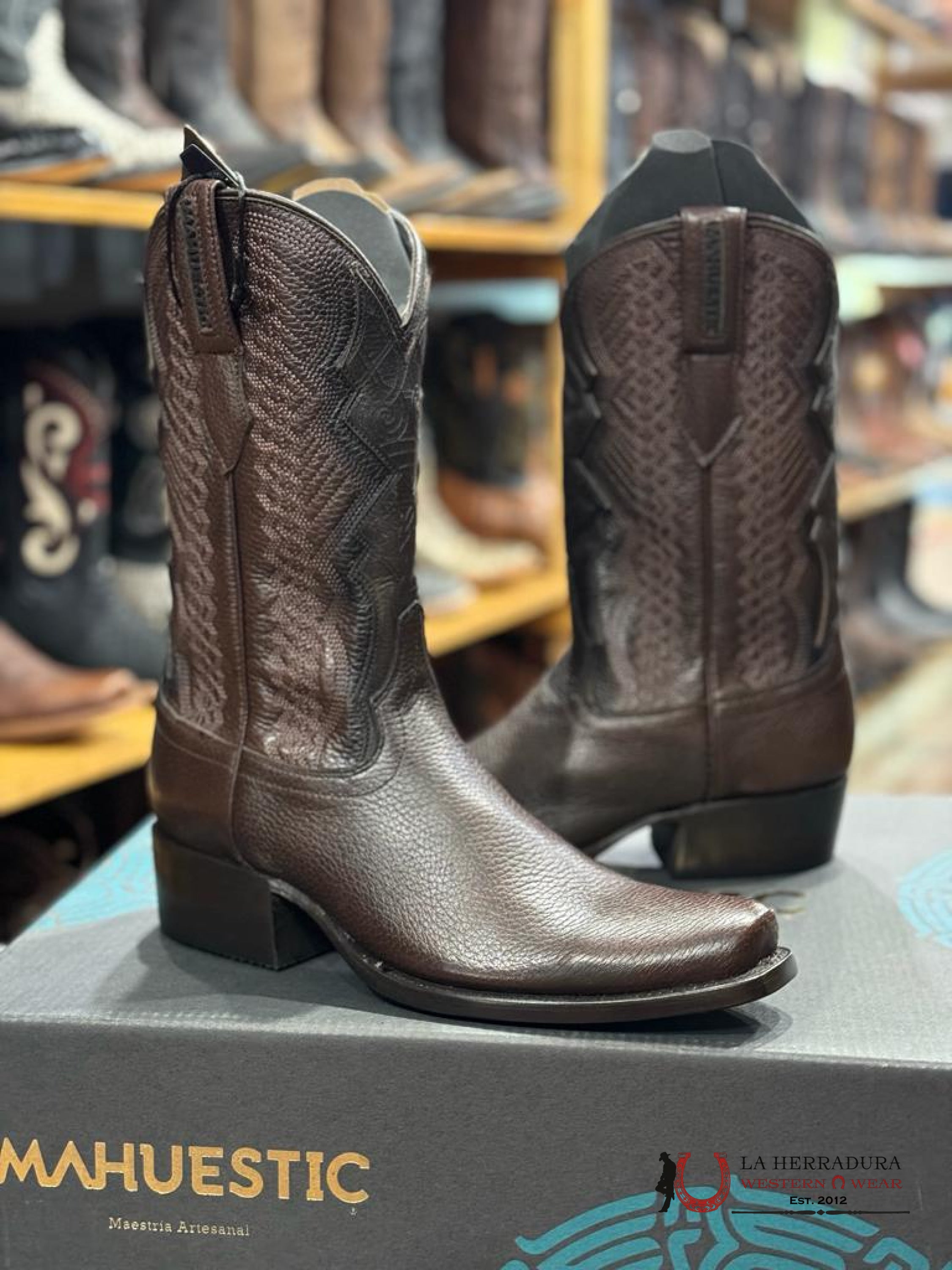 Mahuestic Deer Venado Moro Semi Square Toe Botas Hombres