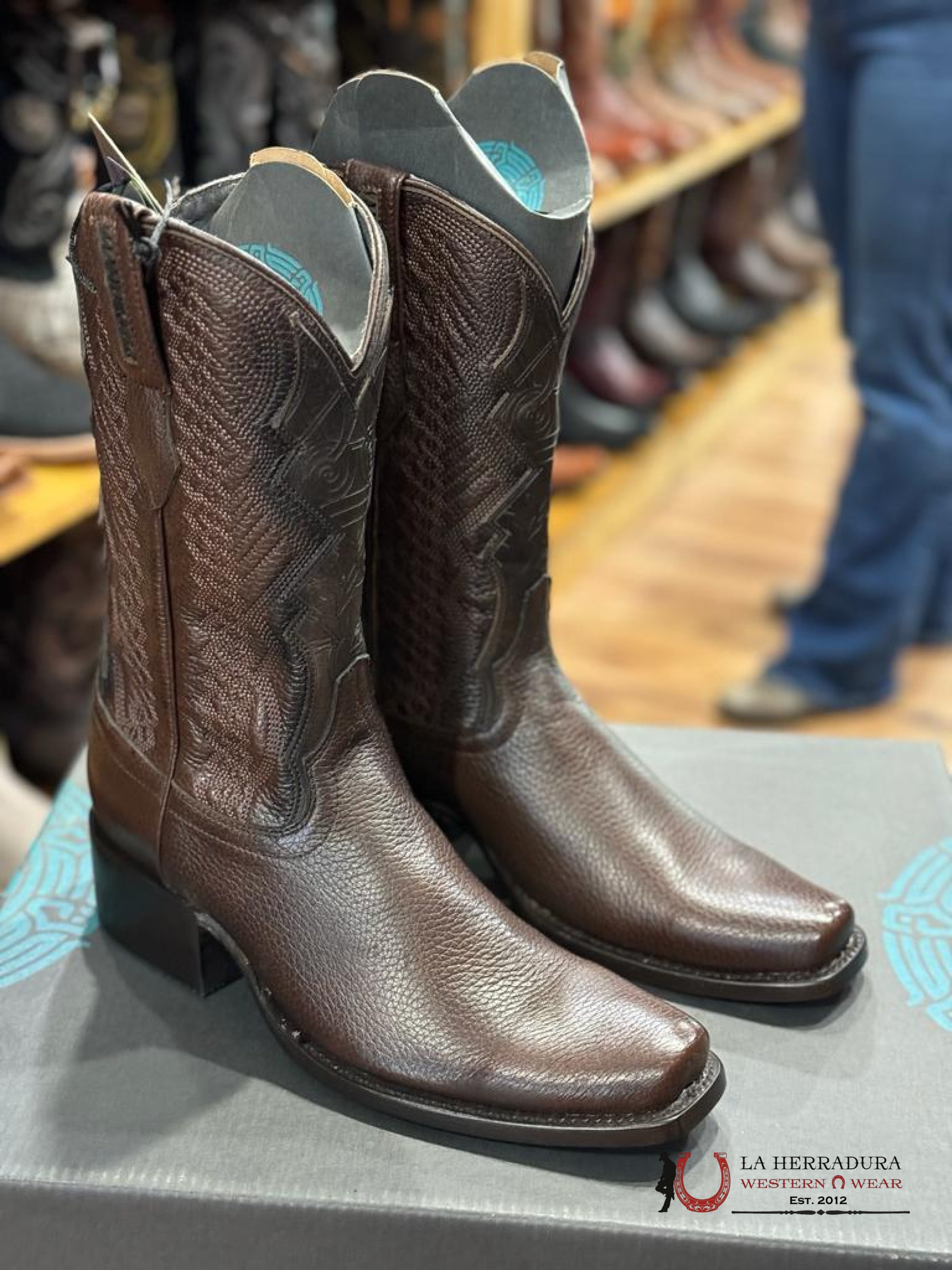 Mahuestic Deer Venado Moro Semi Square Toe Botas Hombres