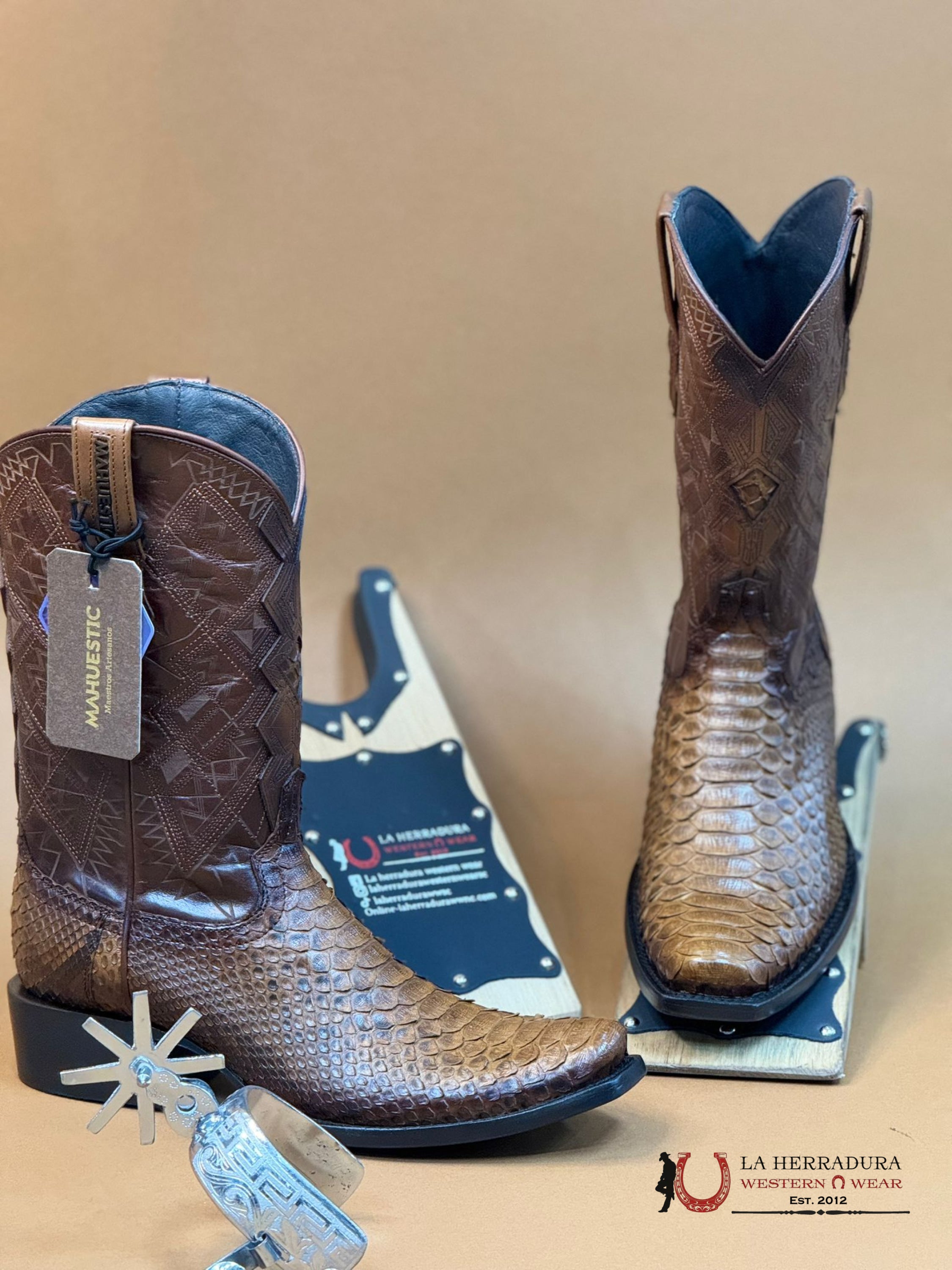 Mahuestic Python Cognac Semi Square Toe Nae0612 Botas Hombres