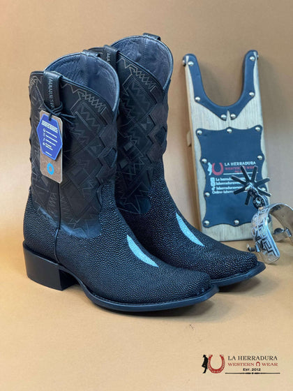 BOTAS CUADRA ESTILO RODEO AVESTRUZ BLACKCHERRY LASER &amp; BORDADO S