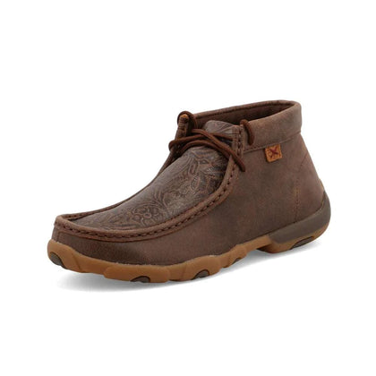 TWISTED X WOMENS DRIVING MOC BROWN PRINT HAND TOOLED CASUAL SHOE -WDM0079