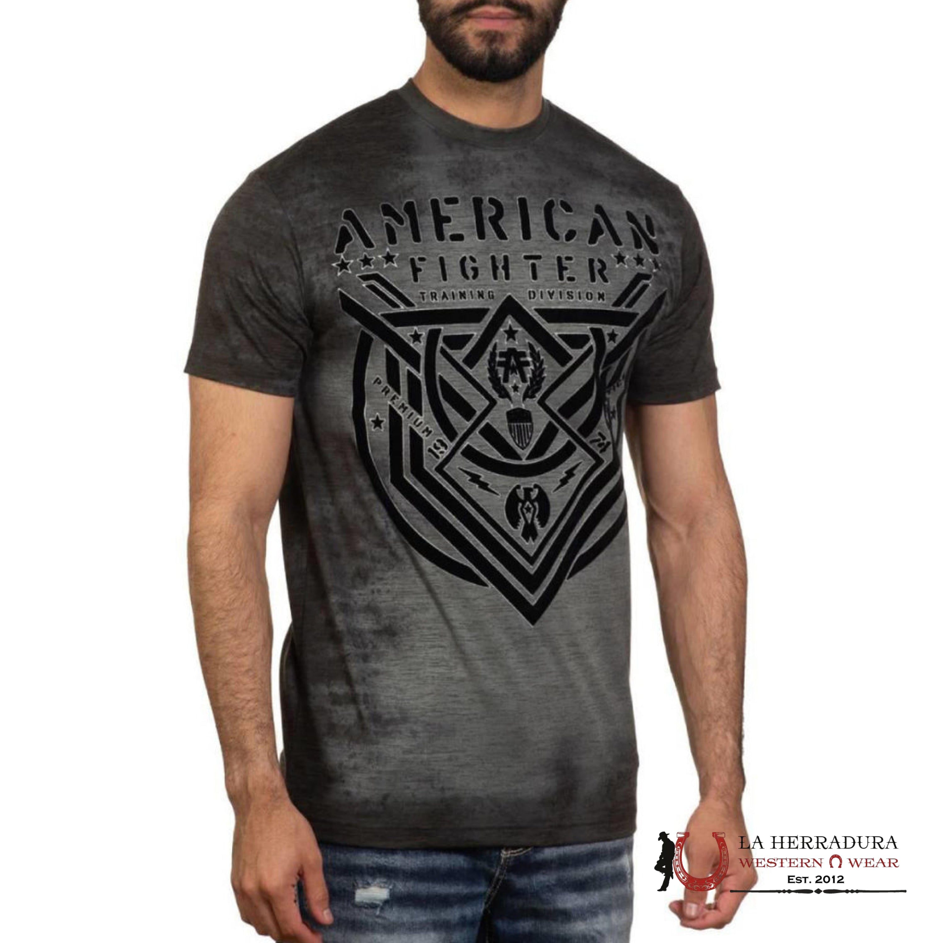 MENS AMERICAN FIGHTER T-SHIRT LOST SPRINGS & BLACK FM15235 ROPA HOMBRES