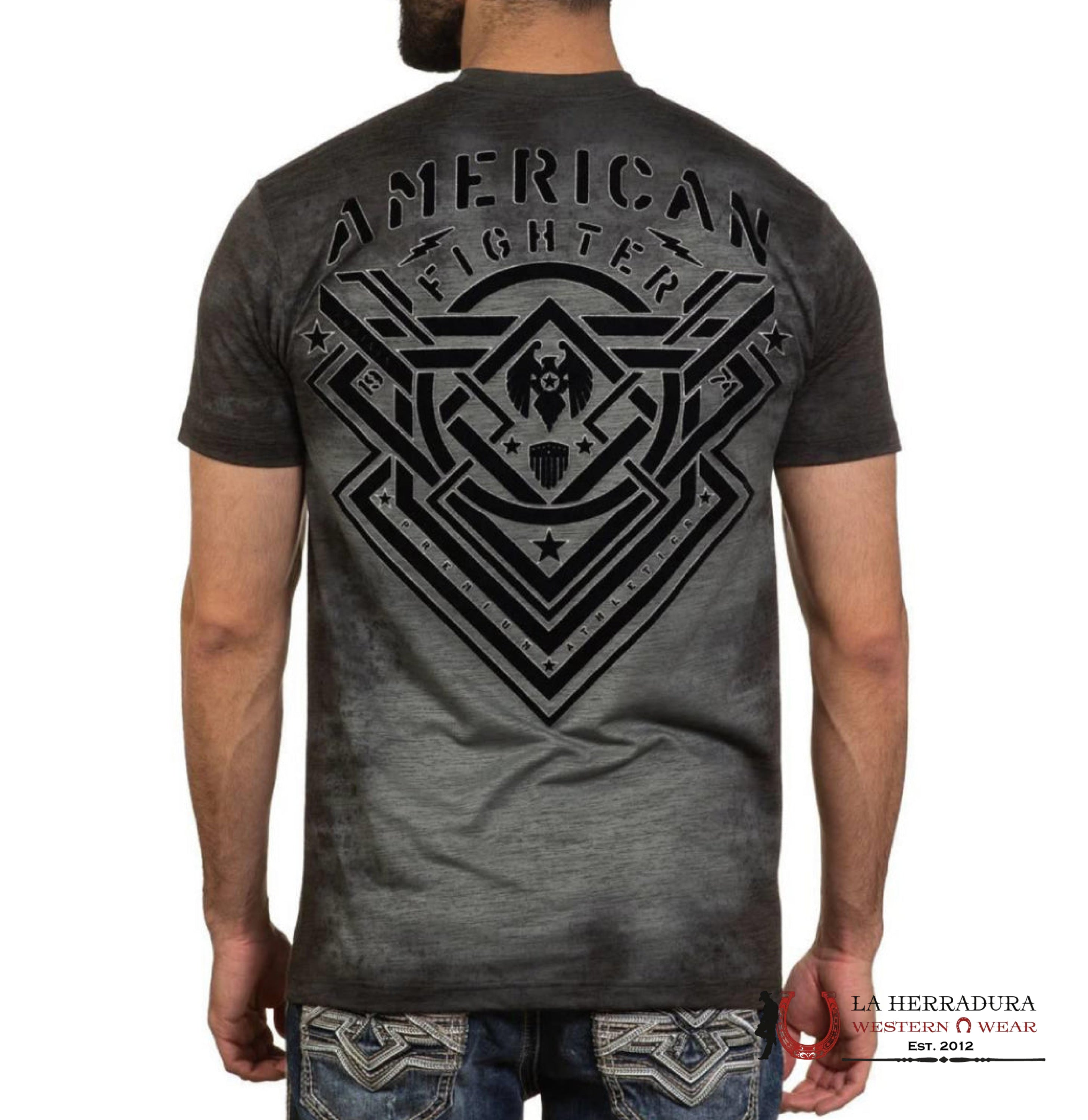 MENS AMERICAN FIGHTER T-SHIRT LOST SPRINGS & BLACK FM15235 ROPA HOMBRES