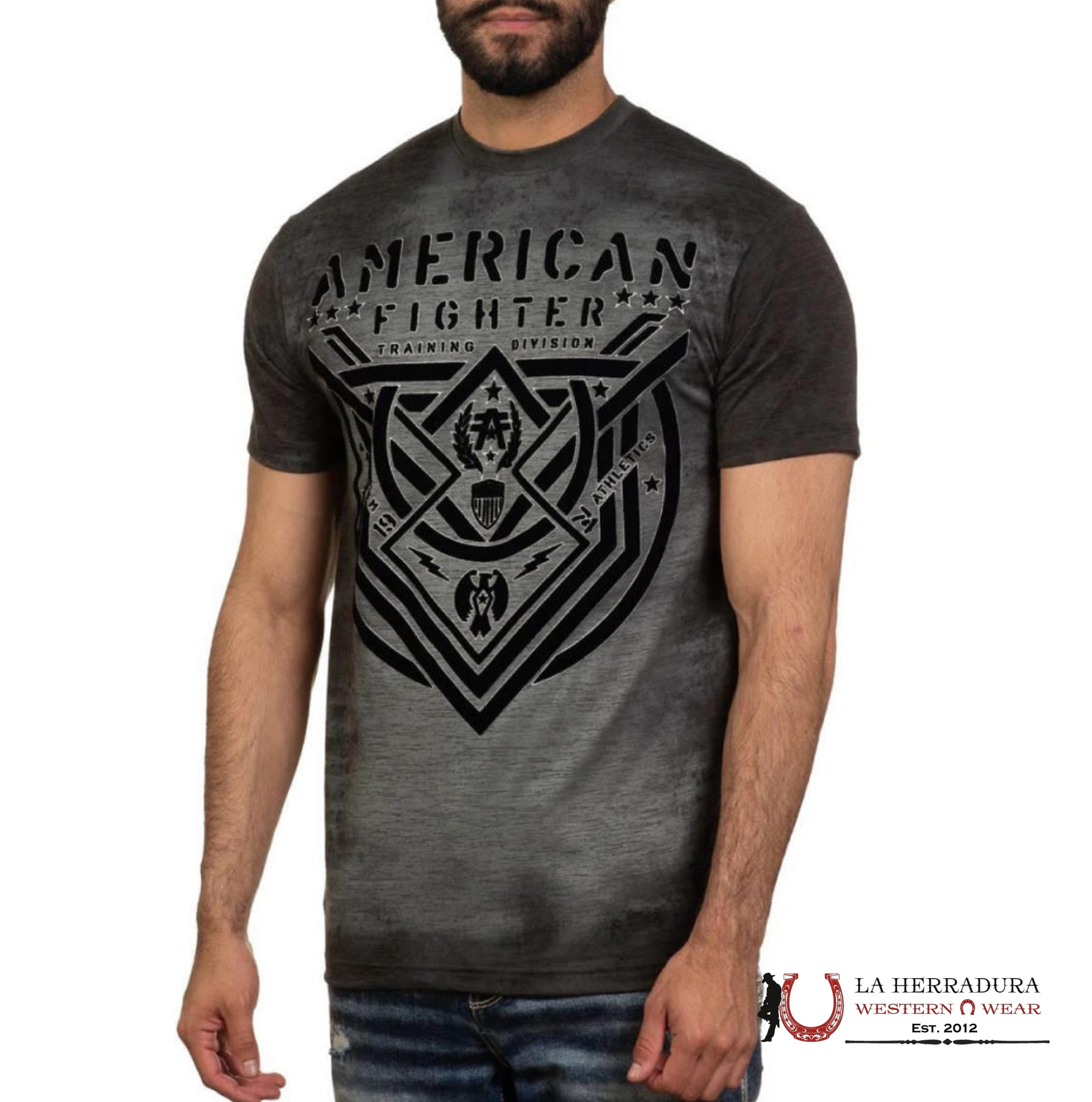 MENS AMERICAN FIGHTER T-SHIRT LOST SPRINGS & BLACK FM15235 ROPA HOMBRES