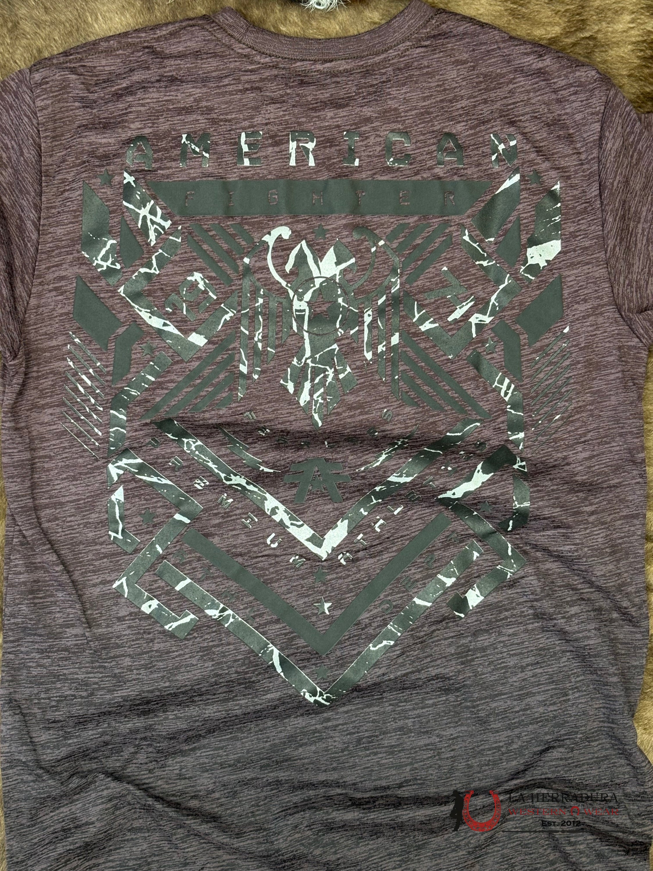 AMERICAN FIGHTER T-SHIRT SAWGRASS PURPLE SHORT SLEEVE MEN ROPA HOMBRES