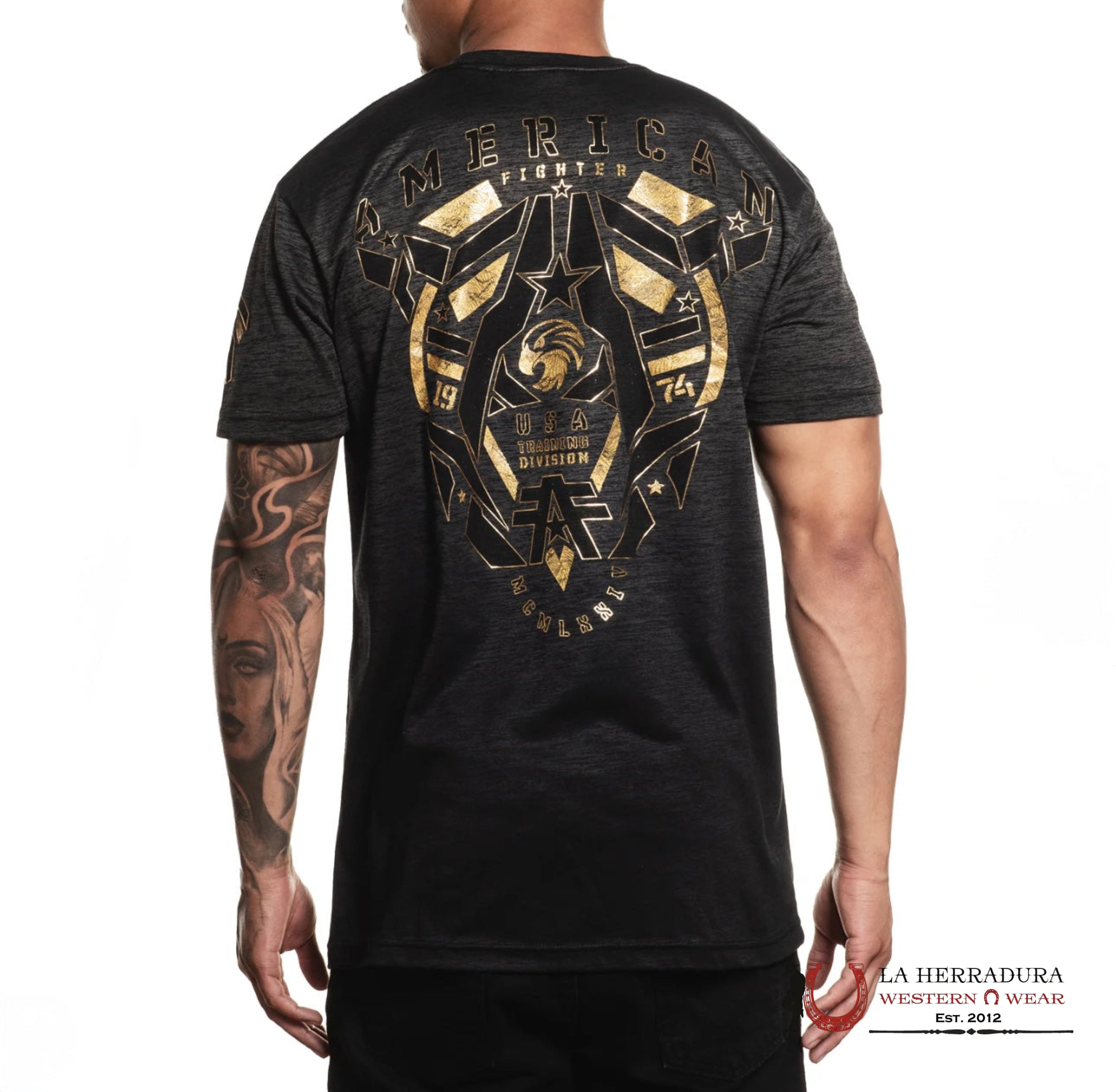 AMERICAN FIGHTER T-SHIRT COFFMAN BLACK/GOLD SHORT SLEEVE MEN ROPA HOMBRES